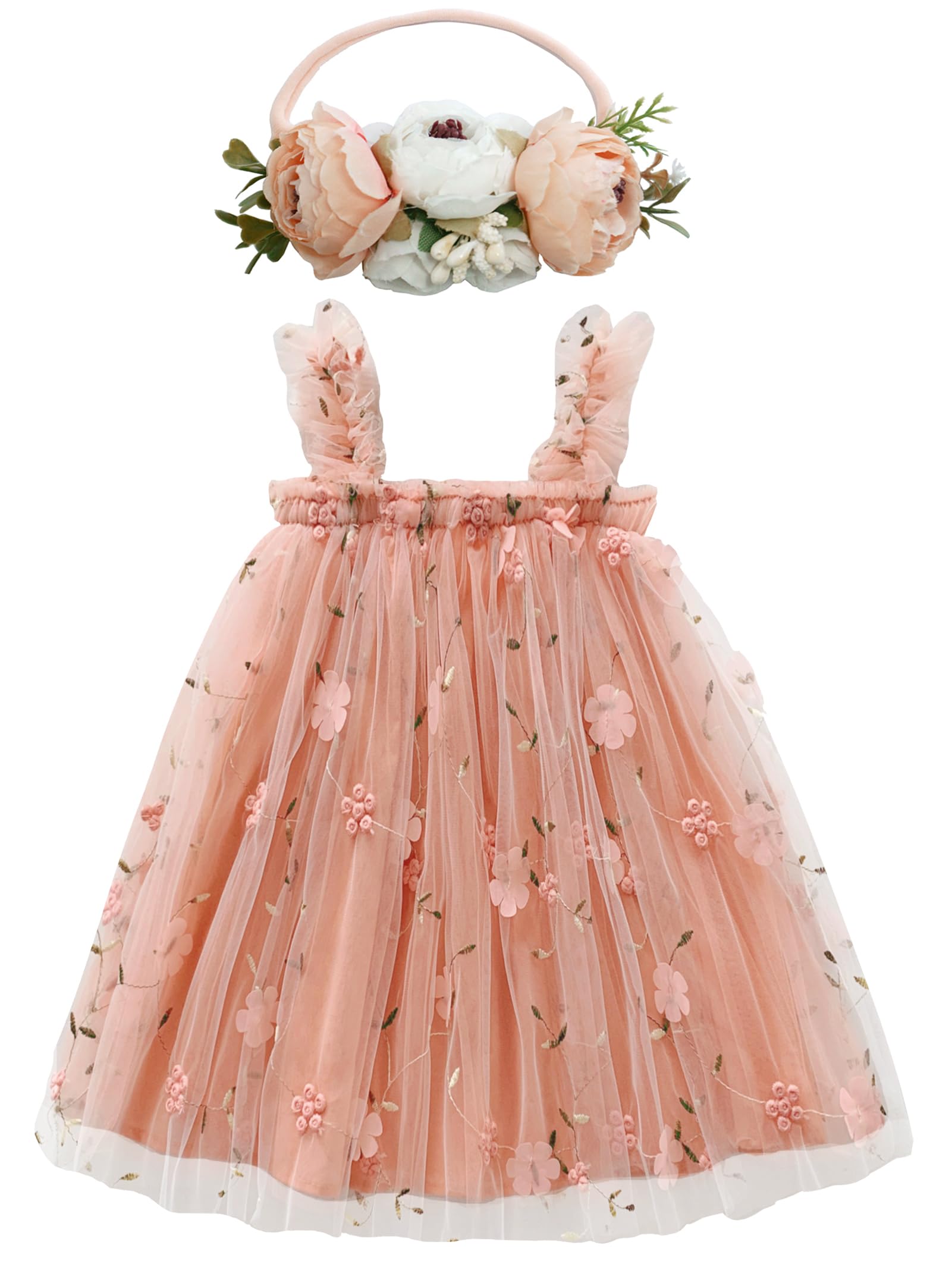BGFKS Layered Tulle Tutu Dress for Toddler Girls,Baby Girl Rainbow Tutu Princess Skirt Set with Flower Headband.
