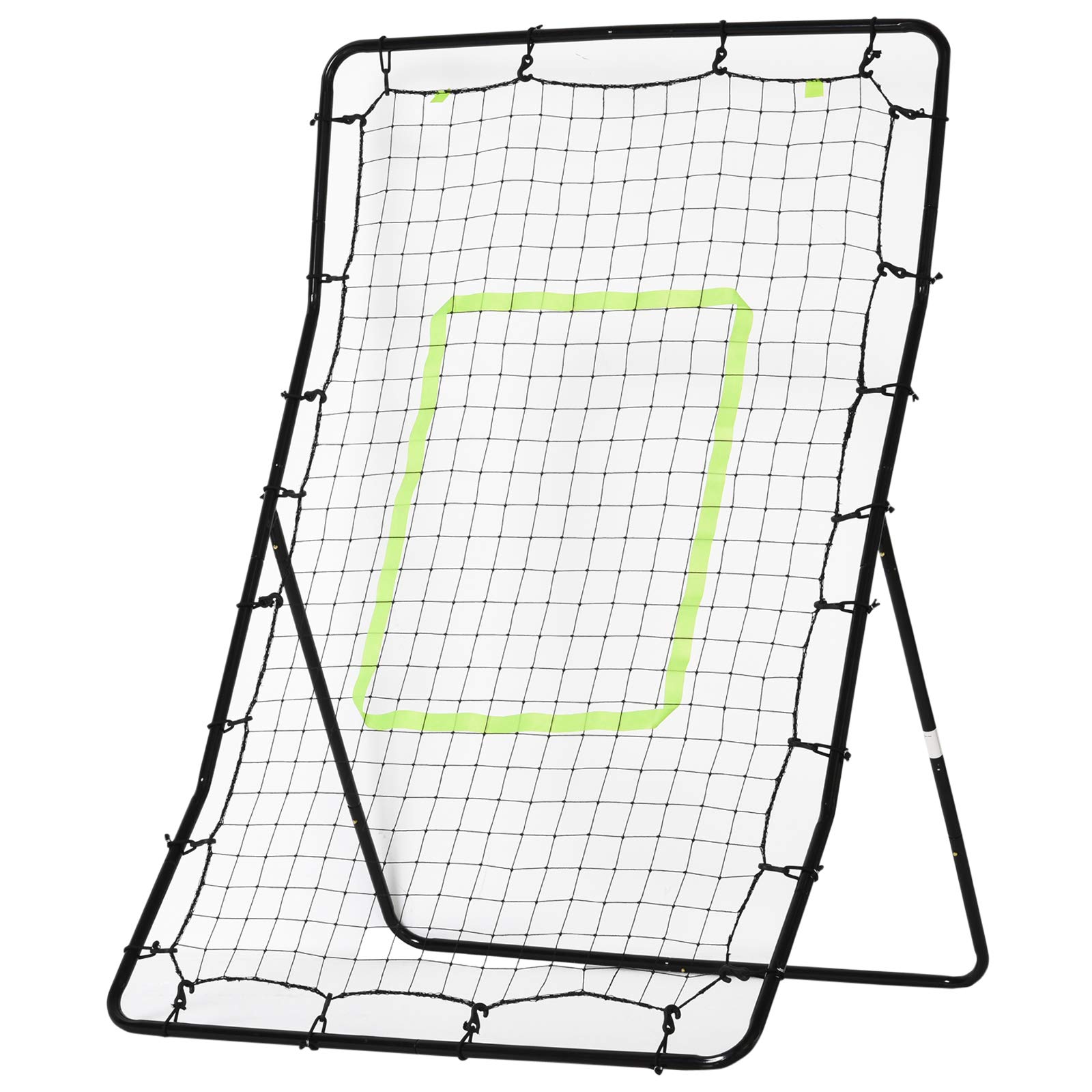 HOMCOM Baseball Rebounder, Tragebar Softball Pitchback-Netz, Rückprallnetz mit Ziel Zone, verstellbarem Winkel Pitching Netz für Basebälle Softbälle, Metall, Schwarz