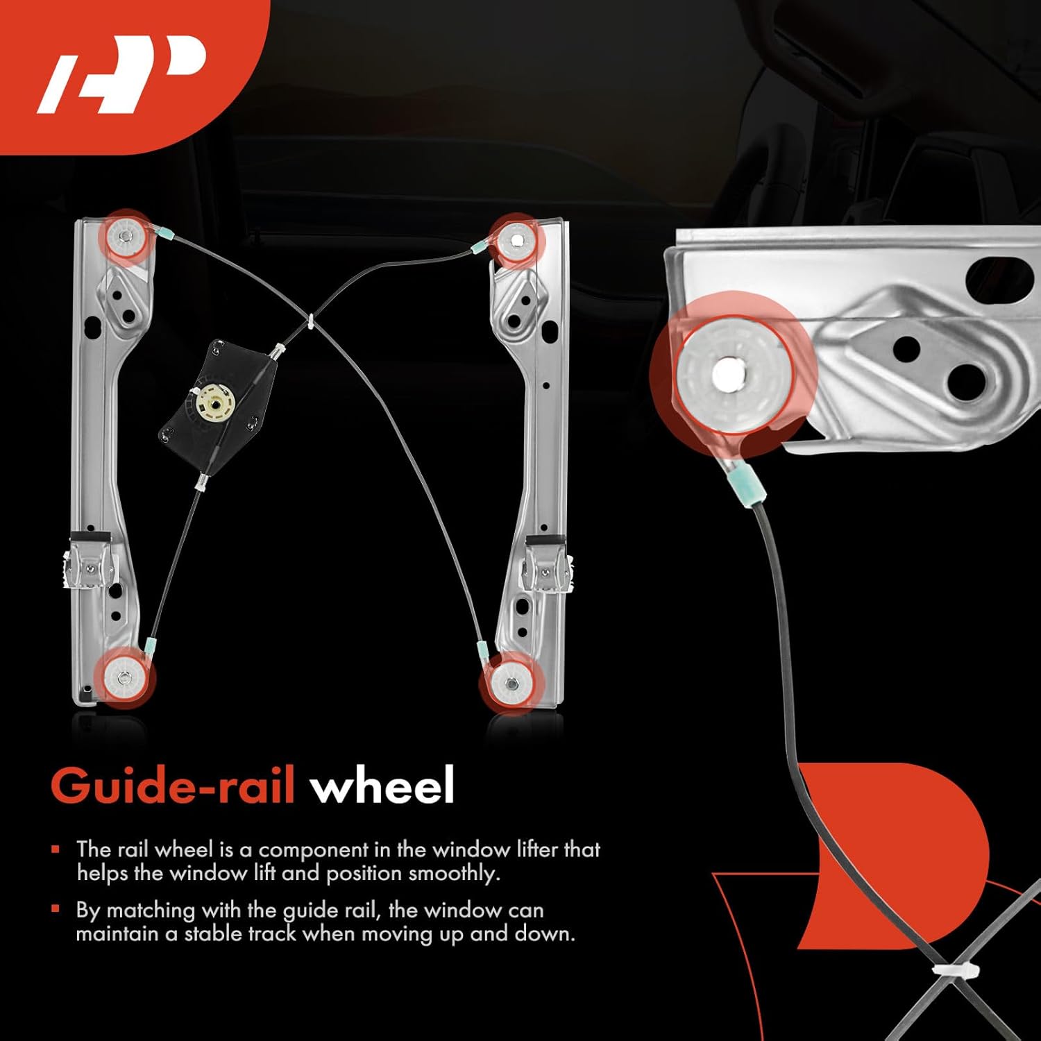 A-Premium Front Left Power Window Regulator Without Motor Compatible with Ford Edge 2007-2014 & Lincoln MKX 2007-2015, Sport Utility, Front Driver Side