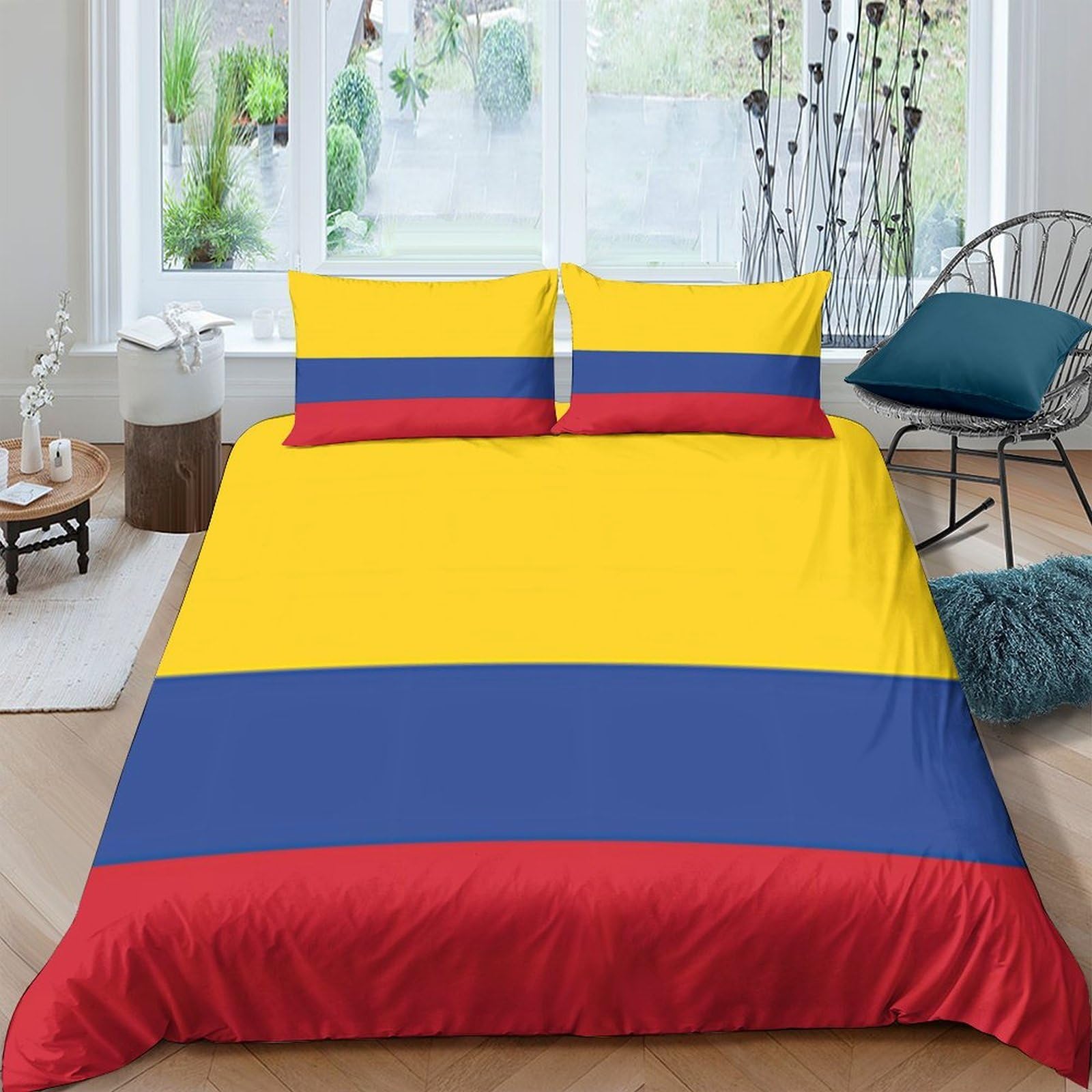Ctjqhvkz Style-1 3D Printed Colombia Flag Fitted Sheet Microfiber Red Yellow Blue Bed Cover For Bedroom Guest Room Dorm Mattress Protector Single（135X200cm）