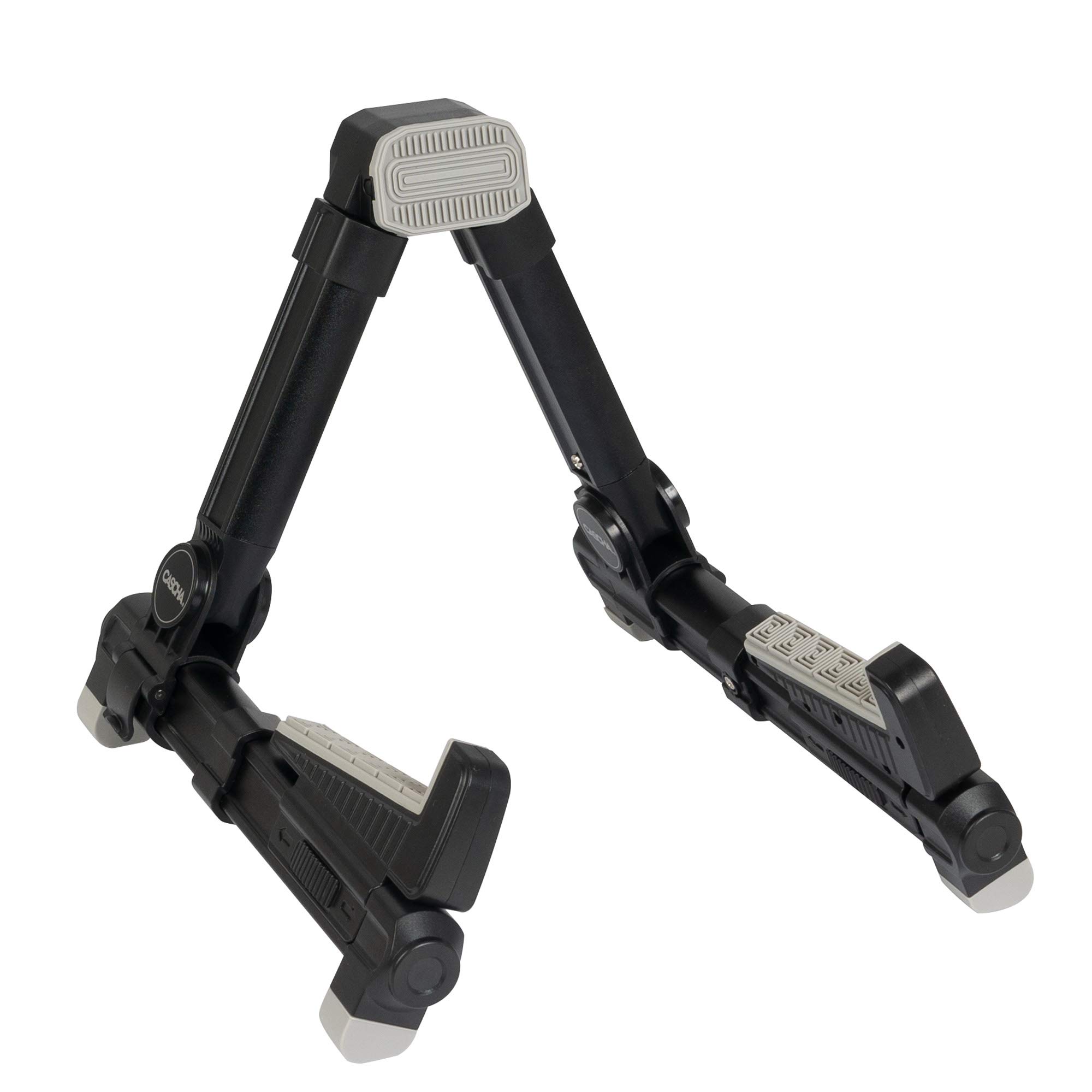 CASCHA Ukulelenständer aus Aluminium, verstellbarer und klappbarer Ständer mit rutschfesten Gummifüßen, A-Form, Schwarz – Ideal für Konzert-Ukulelen und Kinder