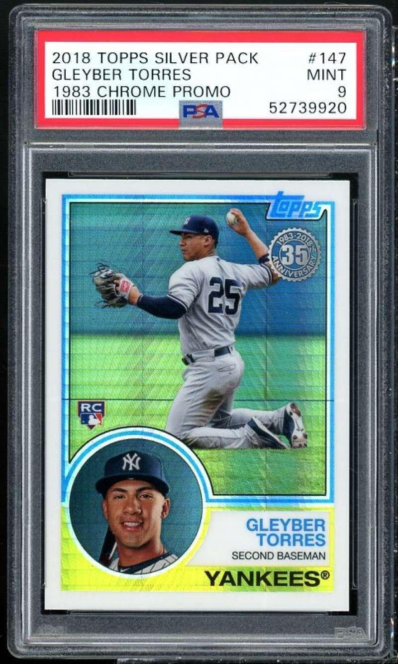 Gleyber Torres Rookie Card 2018 Topps Silver Pack 1983 Chrome Promo #147 PSA 9 - Baseball Slabbed Rookie Cards
