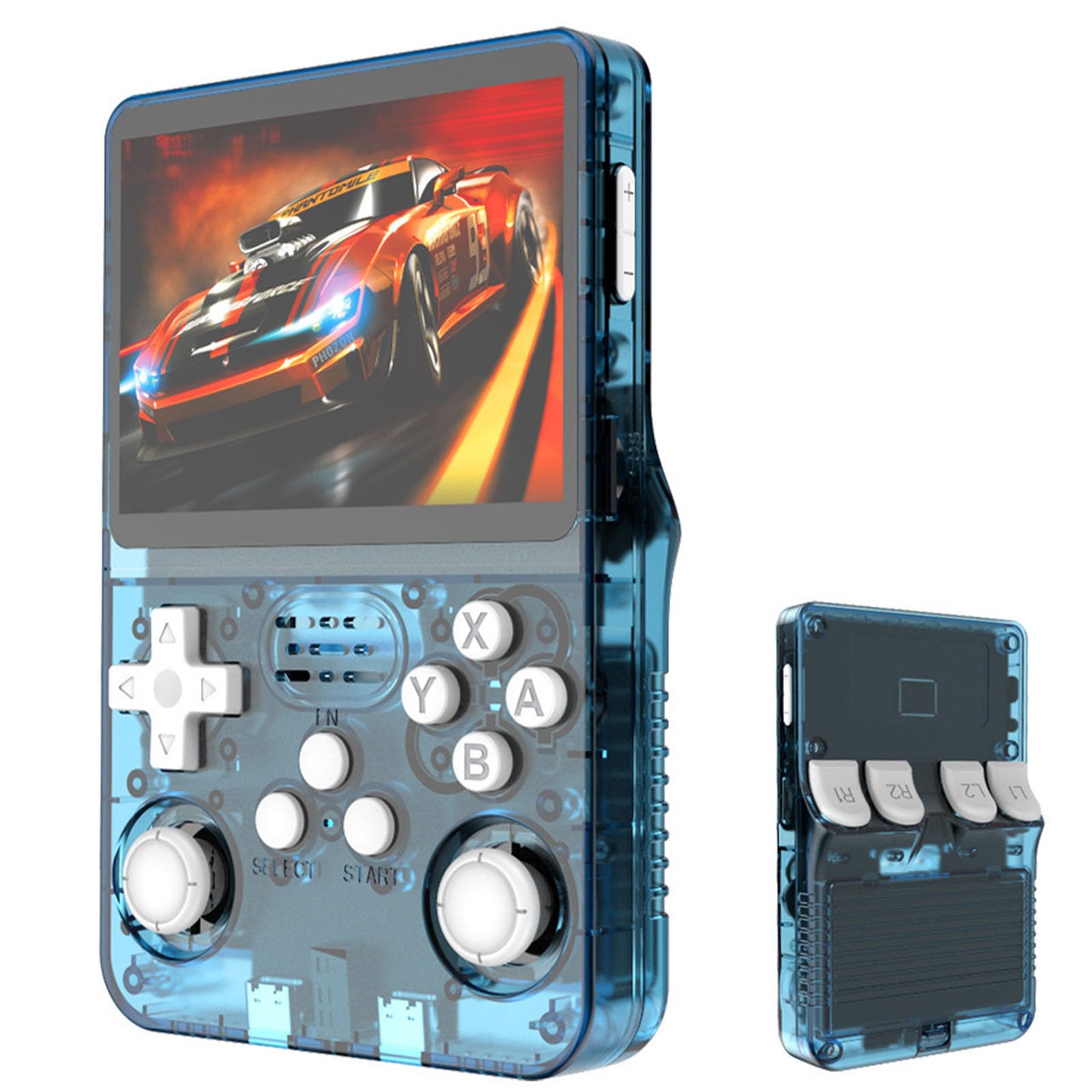 R36S Retro Handheld Game Console with Over 40000 Classic Games, Portable 3.5-inch IPS Retro Game Console, for Children and Adult Gaming Stick Suitable for Both Men and Women-blue||128G