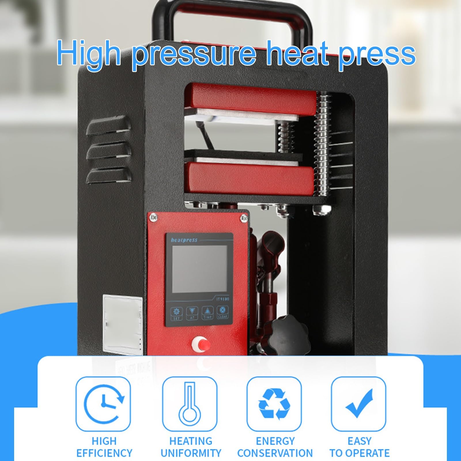 Prensa de calefacción manual, capacidad de 5 toneladas, aleación de aluminio de 600 W, calefacción de placas duales, panel de control digital, eficiencia energética, fácil de operar, para un prensado