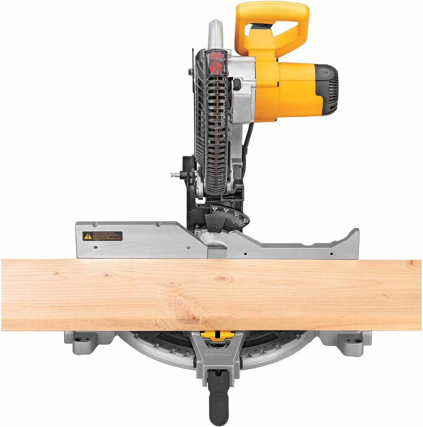 DEWALT DW715 12-Inch Compound Miter Saw cutting a piece of wood