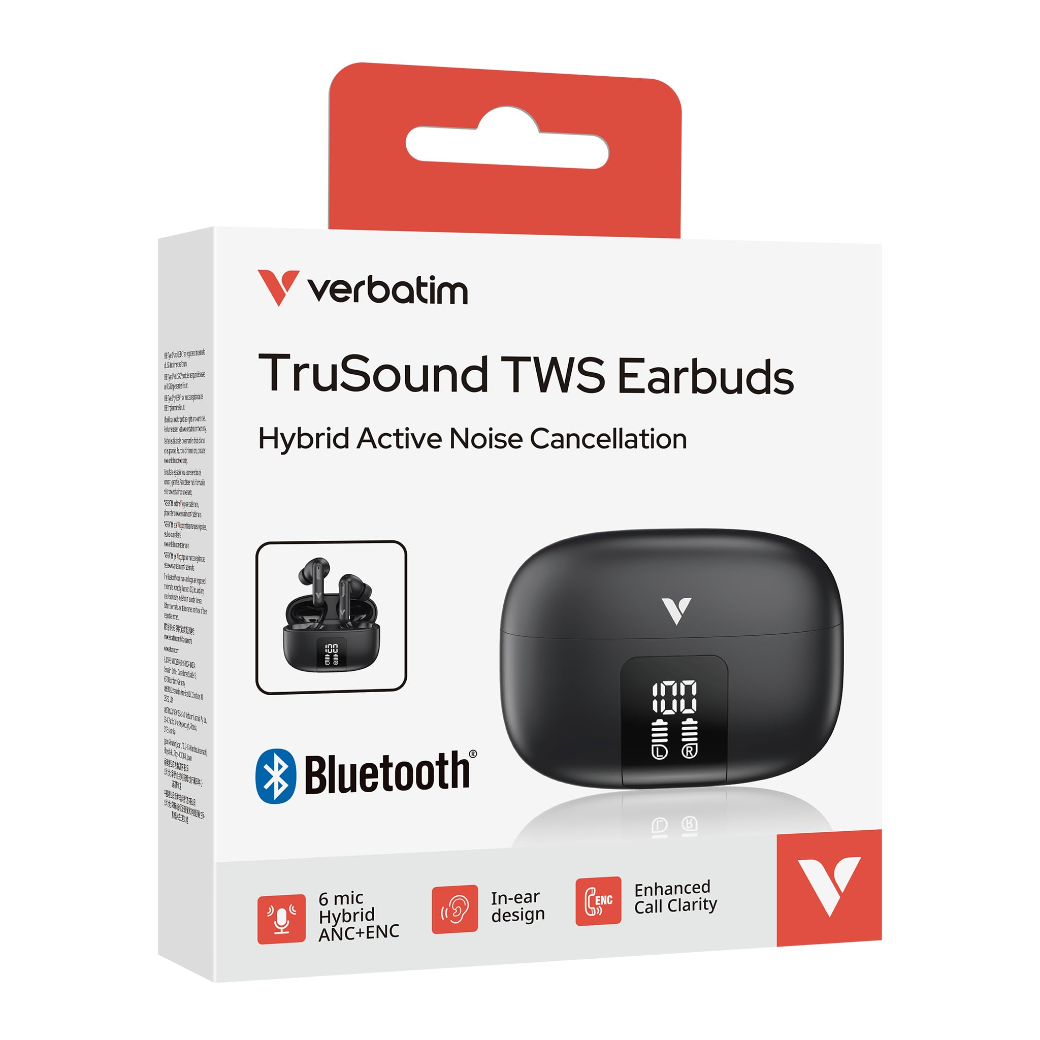 Verbatim TruSound – Cuffie wireless Bluetooth in-ear con ibrido ANC & ENC — immagine 7 di 13