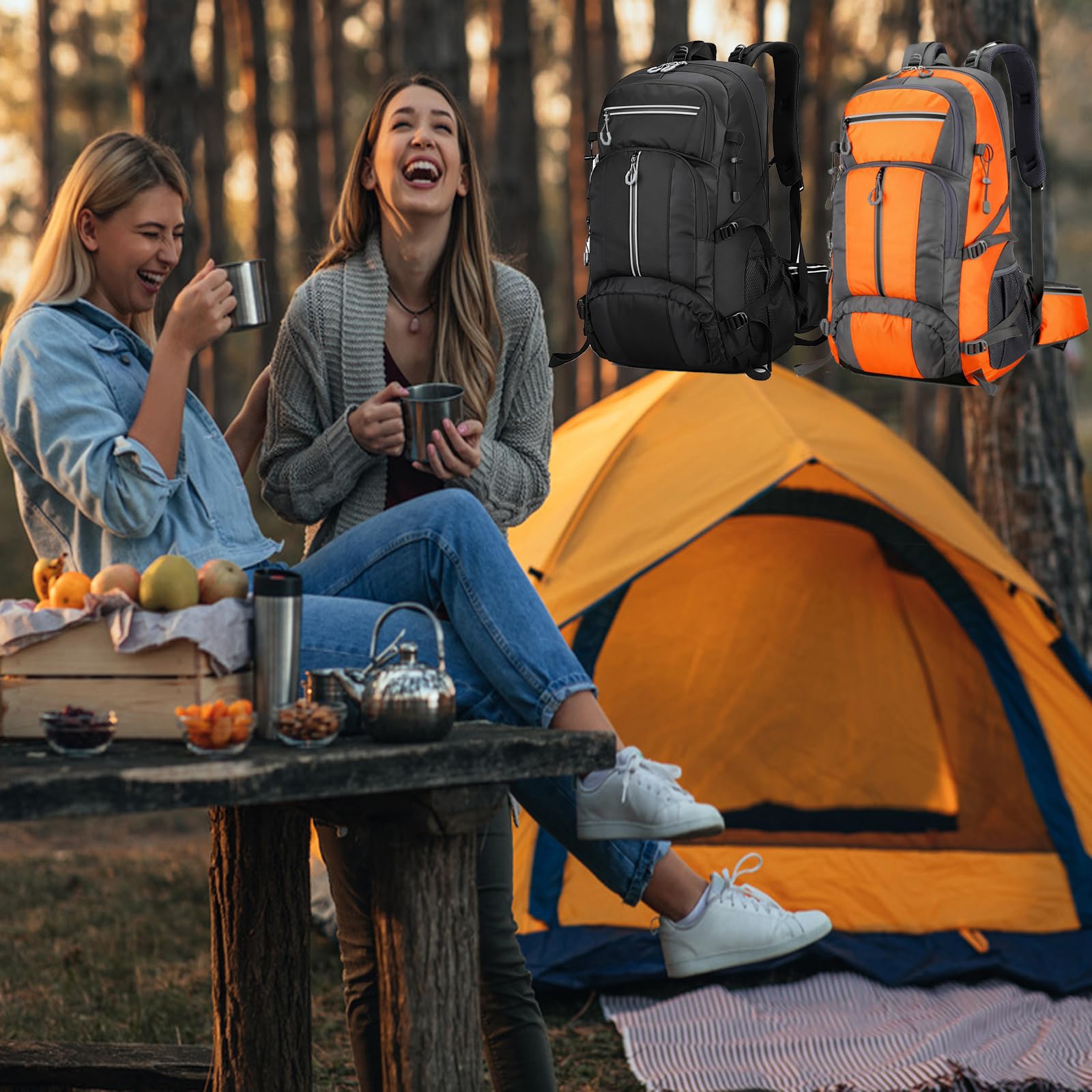 Plecak kempingowy 50 l, lekki nylonowy plecak trekkingowy dla mężczyzn i kobiet, duża pojemność, sporty na świeżym powietrzu, alpinizm, podróżny, wodoodporny plecak
