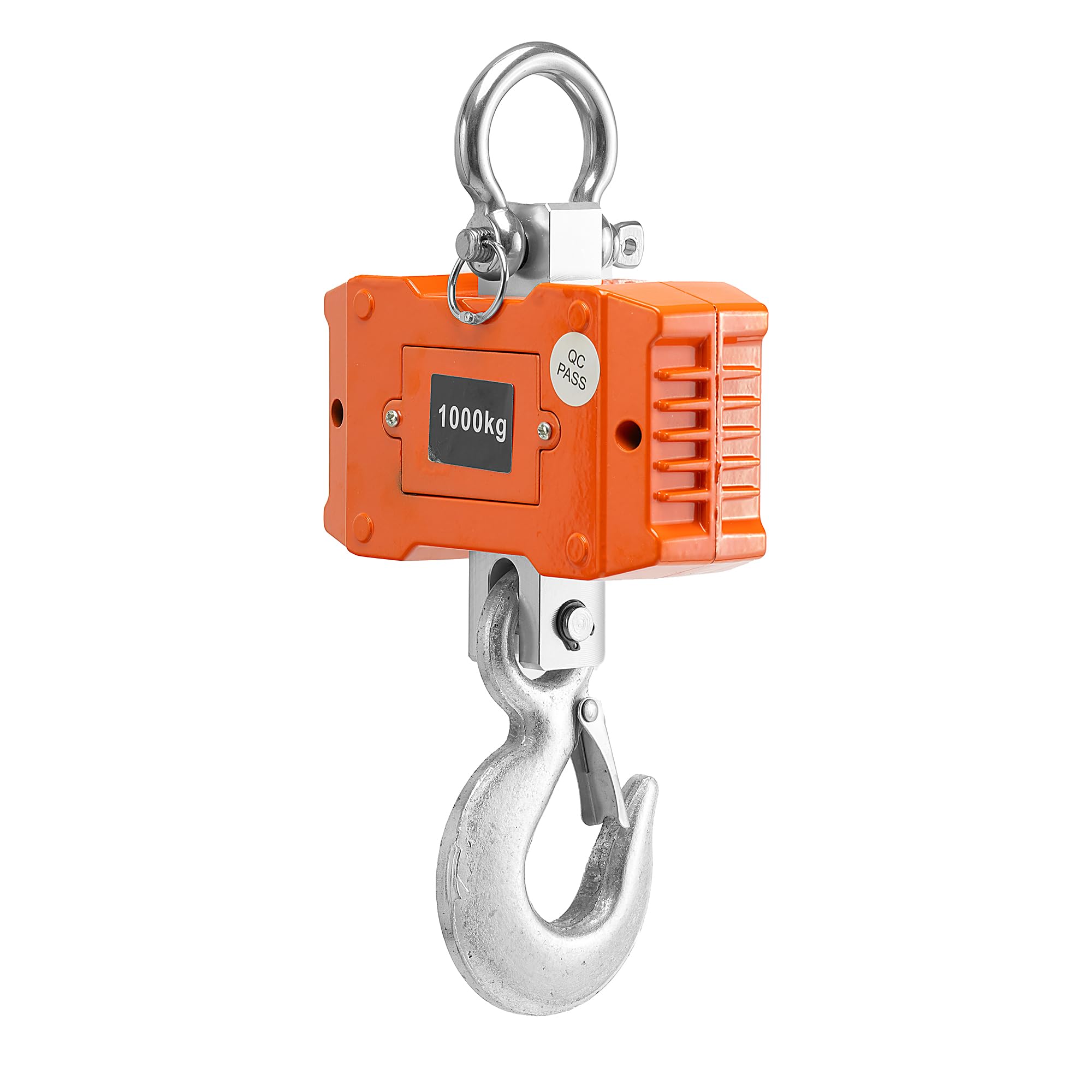 SEVICO Digitale Hakenwaage 1000 kg – Kranwaage/Hängewaage mit LCD Display – Elektronische Lastenwaage Industriewaage mit Sicherheits-Haken & Stahlöse – Tragkraft 1T, Batteriebetrieb