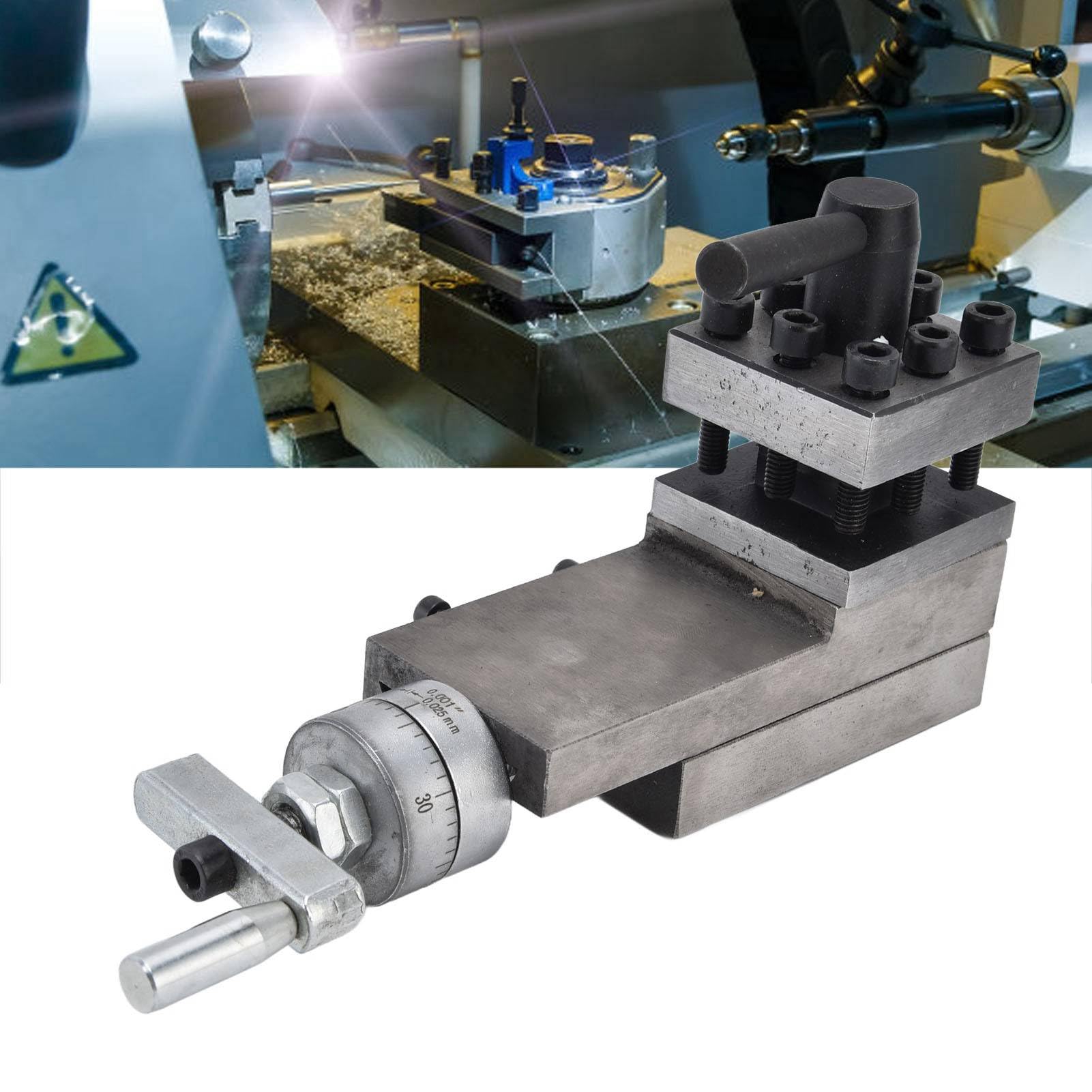 Kompatybilny z mini tokarkami 0618, 7 cali x 10 cali, 12 cali i 14 cali - 2-kierunkowy zespół uchwytu narzędziowego do tokarki do metalu ze skokiem 63 mm i podstawą 50 x 50 mm,