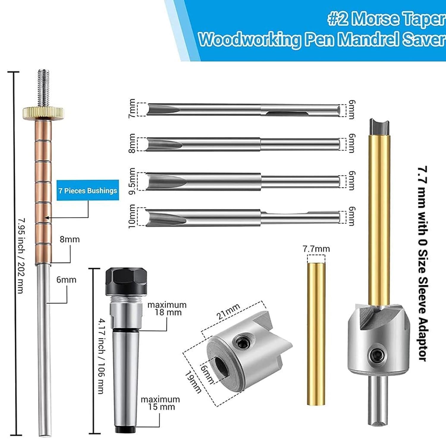 Fafeicy Pencil Trimmer Kit Turning Mandrel Milling Cutter Set with Pilot Shafts for Woodworkers Pen Making Drill Press Lathe 6 Pieces