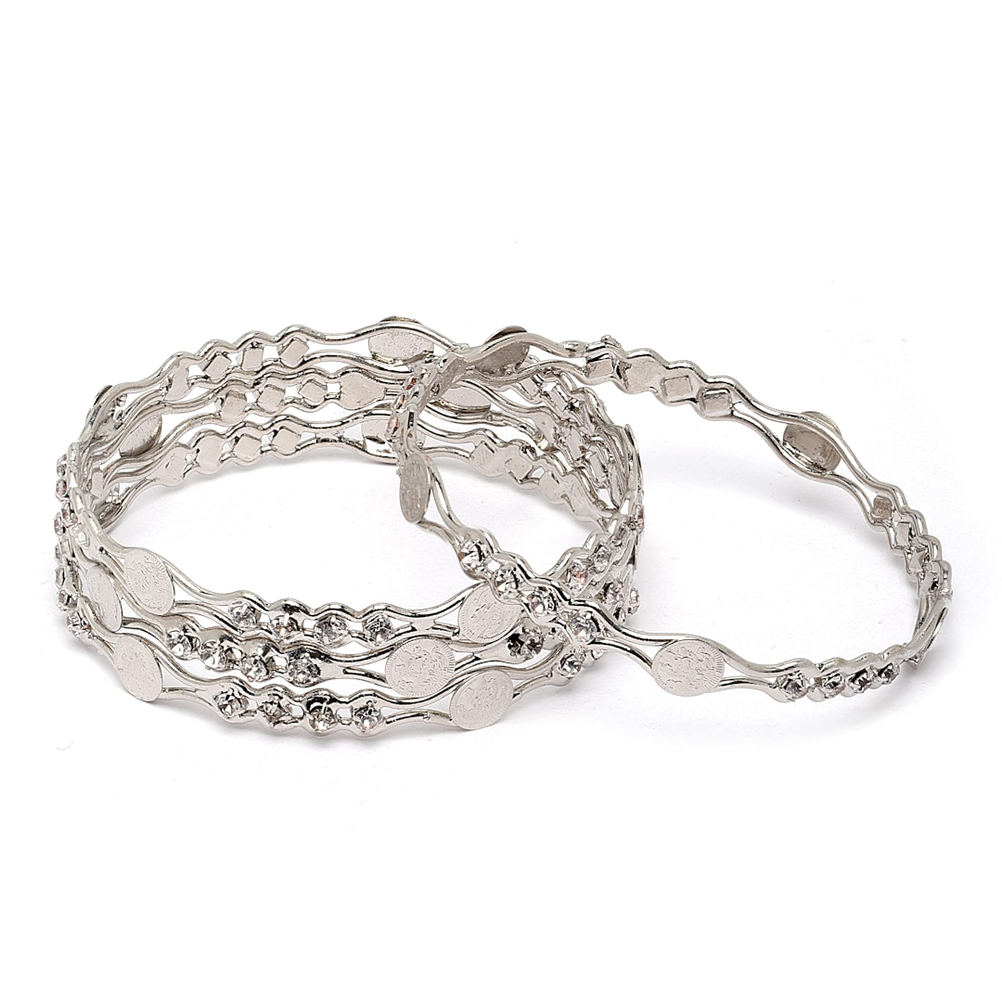 See full amazon price history chart for KENNICE Oxidised Silver-Plated White American Diamond studded Temple Coin Bangles Jewellery Set For Women & Girls KENNICE Oxidised Silver-Plated White American Diamond studded Temple Coin Bangles Jewellery Set For Women & Girls (B0C4KRYBSV) Amazon Price History, Amazon Price Tracker