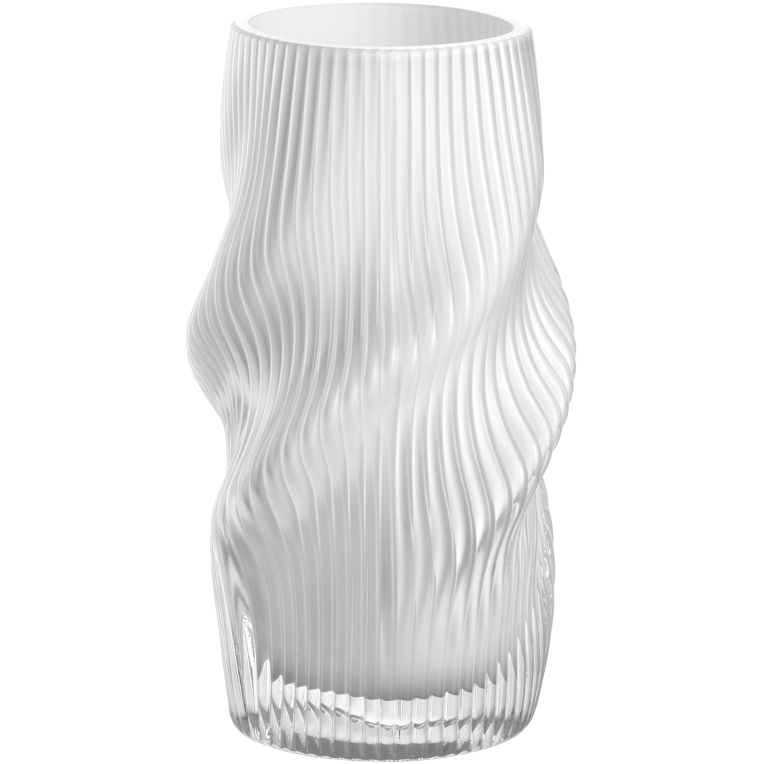 LEONARDO HOME Verdi Vase, 1 piece, artistic flower vase for table decoration, eye-catcher thanks to curved design, glass vase for bouquets, elegant table accessory, height 19.4 cm, white, 055274