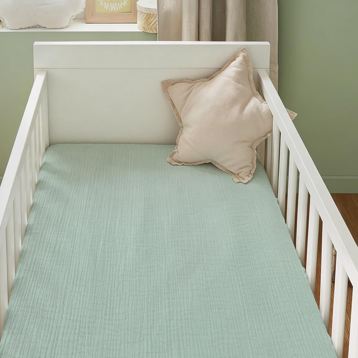 100% Organic Cotton 2 Pack 52x28 Inches Muslin Crib Sheets Fitted Crib Mattress Sheet for Baby Girls & Boys, Soft Boho Neutral Toddler Bed Sheets Fits Well Standard Size Crib Mattress 28x52 Inches