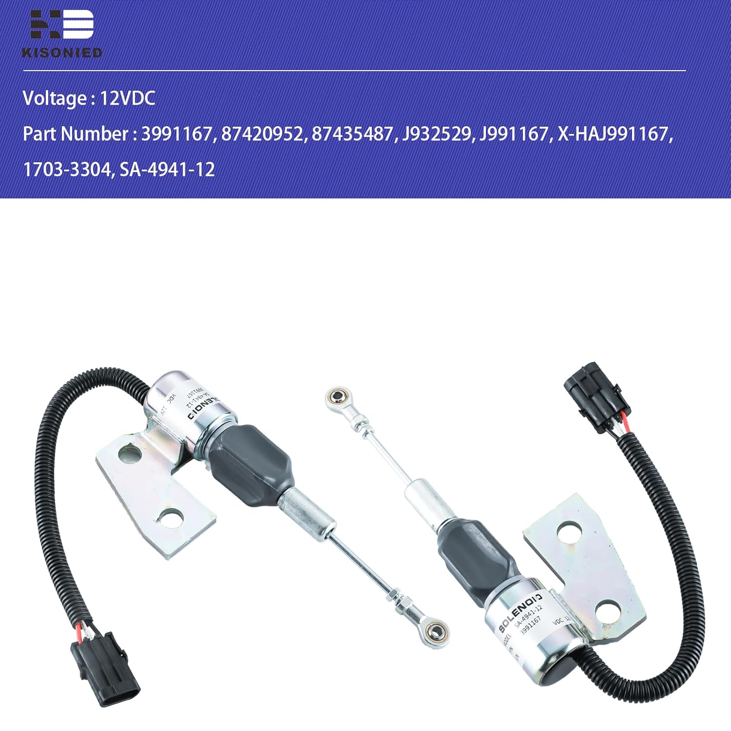 3991167 Fuel Shut Off Solenoid 1703-3304 3964627 SA-4941-12 87420952 J991167 Replacement for Cummins Engine 4BT 5.9L Hyundai R220-5 Case IH 12V