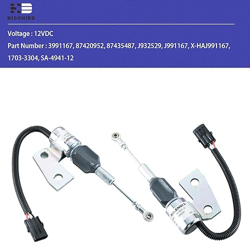 Miniatura 2 de 3991167 Solenoide de apagado de combustible 1703-3304 3964627 SA-4941-12 87420952 J991167 Reemplazo para Cummins Engine 4BT 5.9L Hyundai R220-5 Case