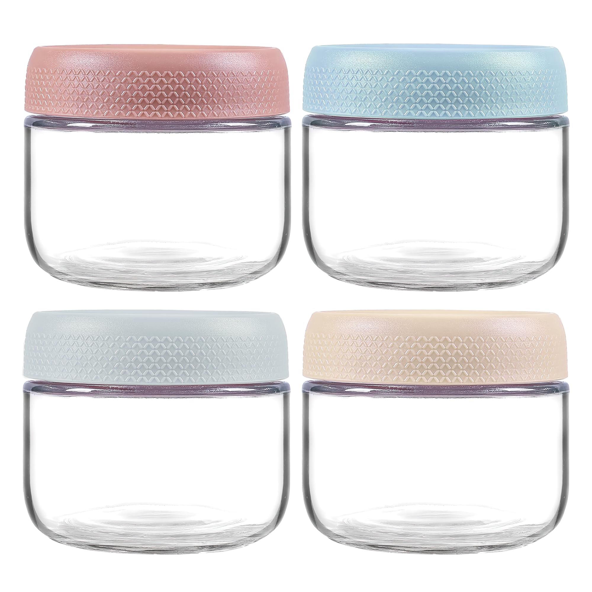 INCETUE 250 ml Glass Storage Canister with Lid, Overnight Oats Jar,4 Pack