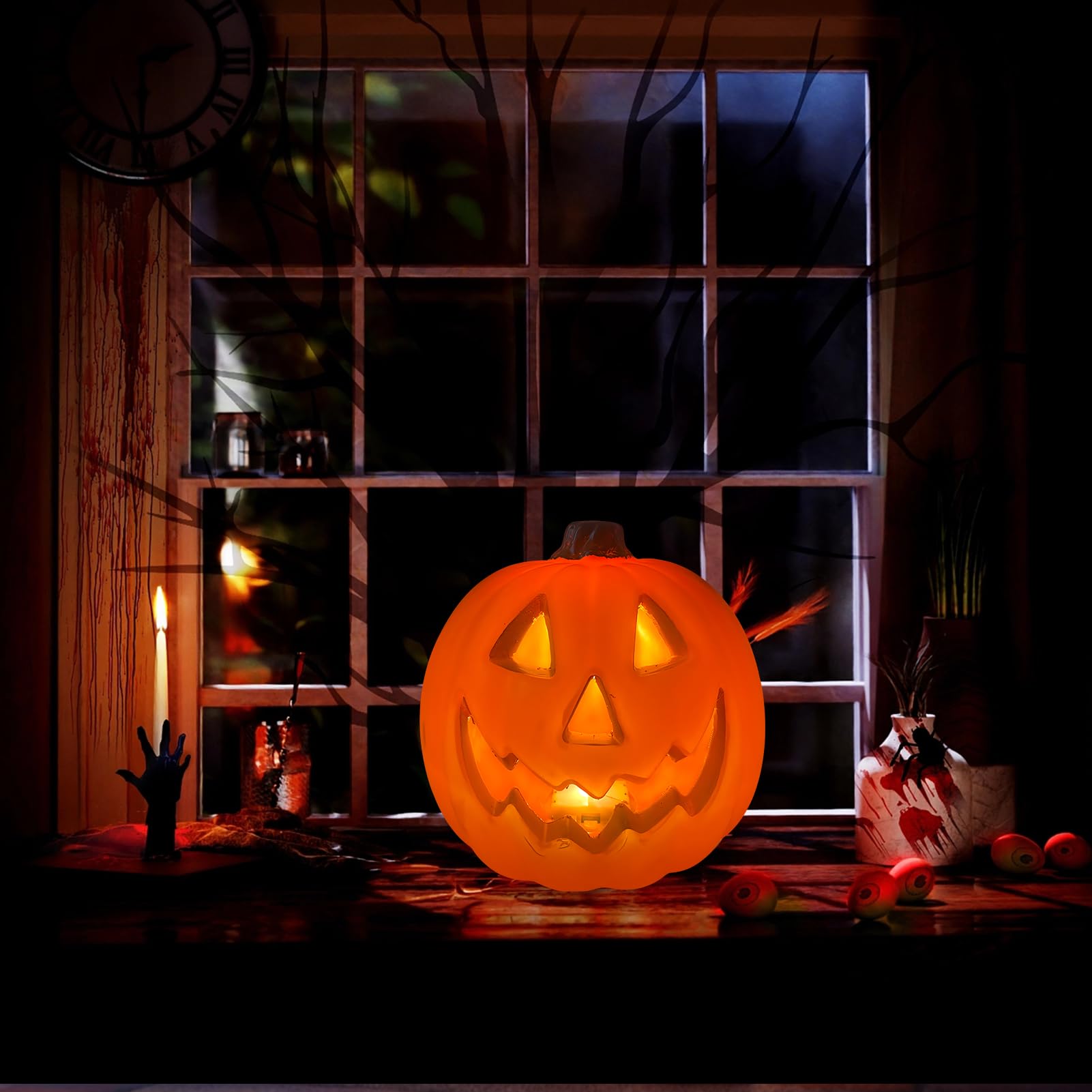 COM-FOUR® Zucca decorativa per Halloween, decorazione di zucca da