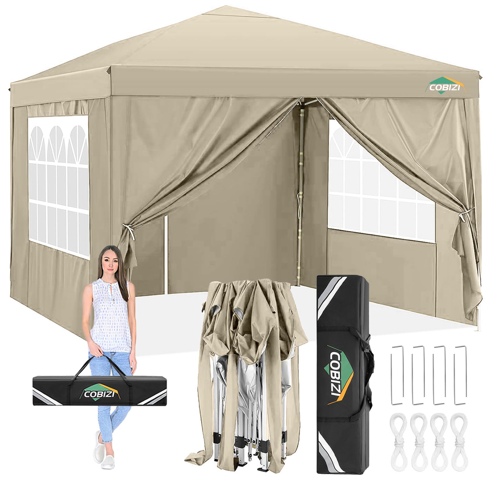 Amazon.com : COBIZI 10x10 Pop up Canopy Tent Protable Canopy Tent with ...