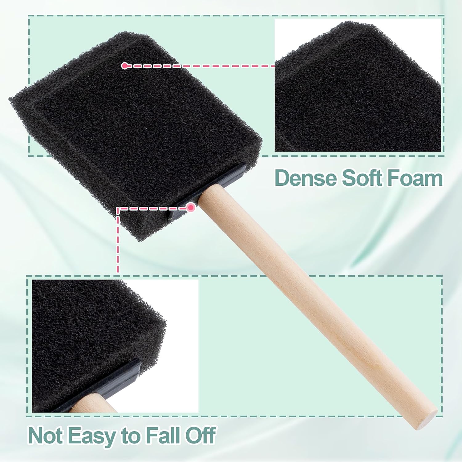 7pcs Foam Paint Brushes, 2" Sponge Painting Tool with Wooden Handle, Black Sponge Brush for Painting Staining Varnishes DIY Craft