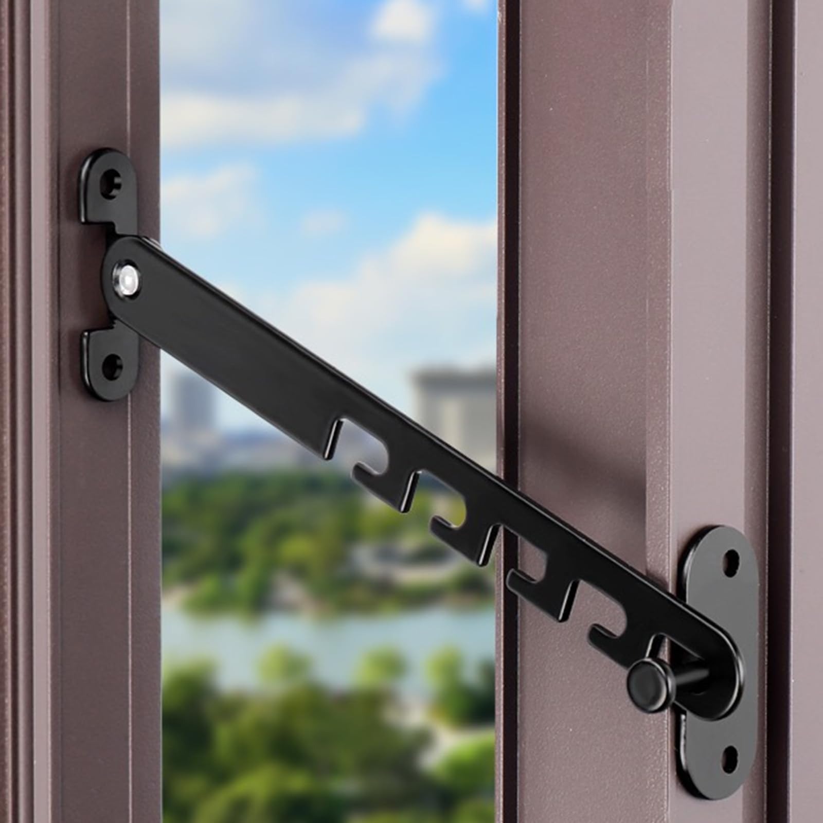 Ferma Finestra Regolabile - Limitatore Apertura, Antivento, Sicurezza Bambini E Animali, Bianco