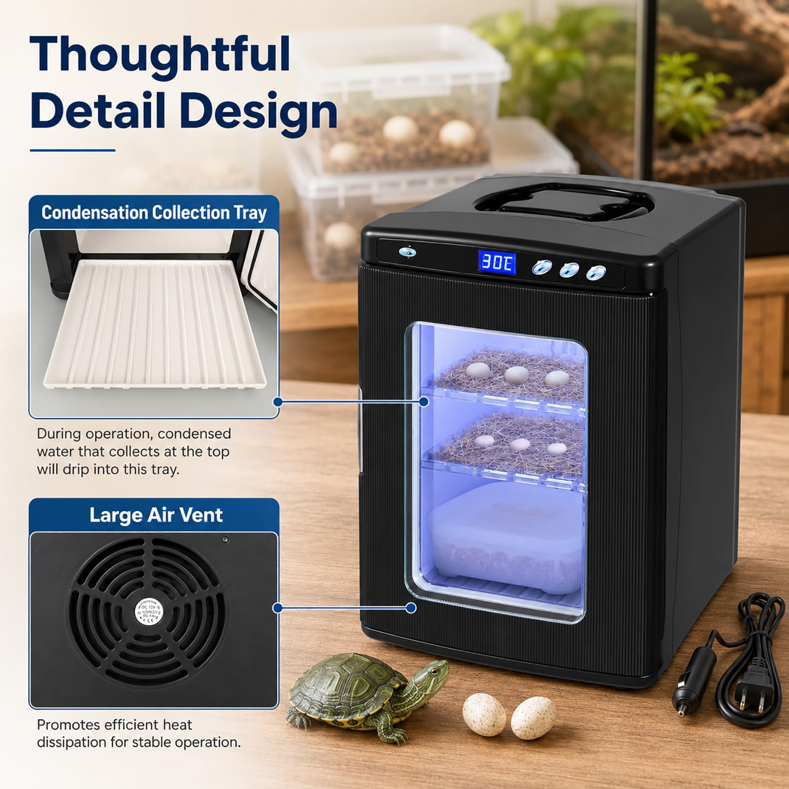 Incubateur d'oeufs de reptile, machine à couver automatique avec contrôle numérique de la température pour les œufs de tortues et de petits animaux, idéal pour un usage domestique et l'élevage