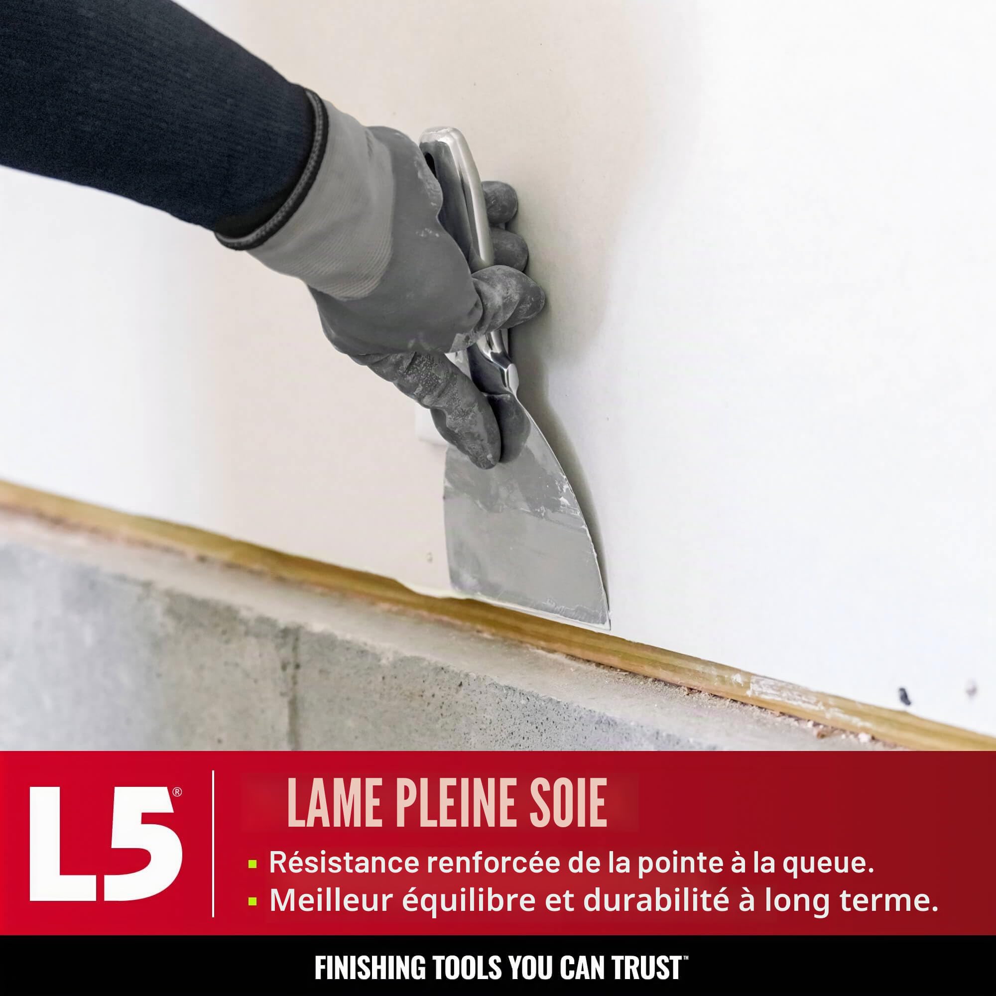 LEVEL5 Couteau à joint en acier inoxydable de 25,4 cm | Lame à mastic de qualité professionnelle, tout métal poli de qualité supérieure, bord affûté de précision, ergonomique, résistant à la