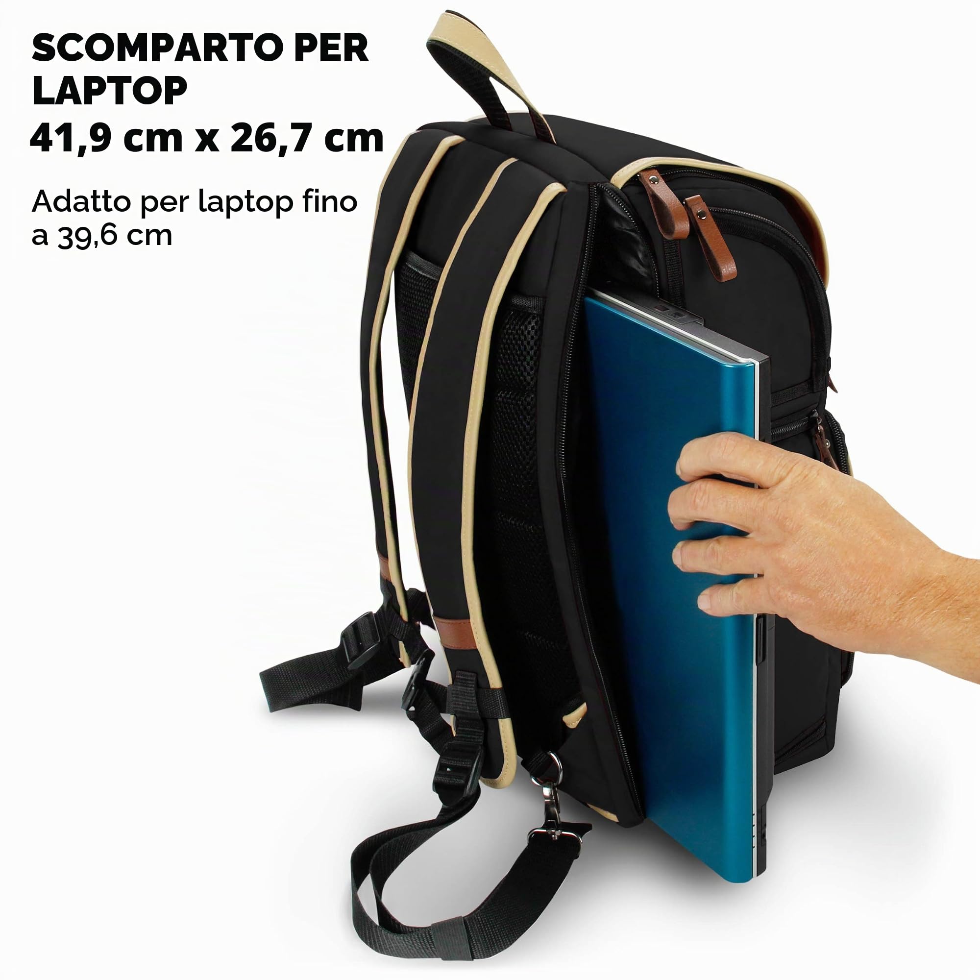 GOgroove Zaino Reflex, Zaino per Fotocamera con Supporto per Treppiedi, Cover Antipioggia, Spazio per Accessori e con Tasca per Portatile, Fotocamere SLR/DSLR Compatibili - Nero