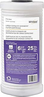 Whirlpool Whole House Large Capacity Sediment Filter WHKF-GD25BB, NSF Certified 25 Micron Filtration, 6-Month Filter Life, Replacement Cartridge Fits Most Home 10" x 4.5" Standard Filter Housings