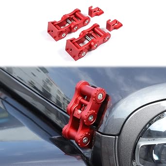 for Wrangler Hood Latches Red Chain for Jeep Wrangler JK JKU 2007-2017 for Wrangler JL JLU 2018 up for Jeep Gladiator JT 2020 up Exterior Accessories Aluminum 2pcs