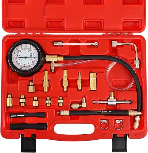 Miniatura 10 de YSTOOL Kit de medidor de presión de combustible, 140 PSI, bomba de inyector de motor automotriz, prueba de bomba de gasolina, juego de herramientas