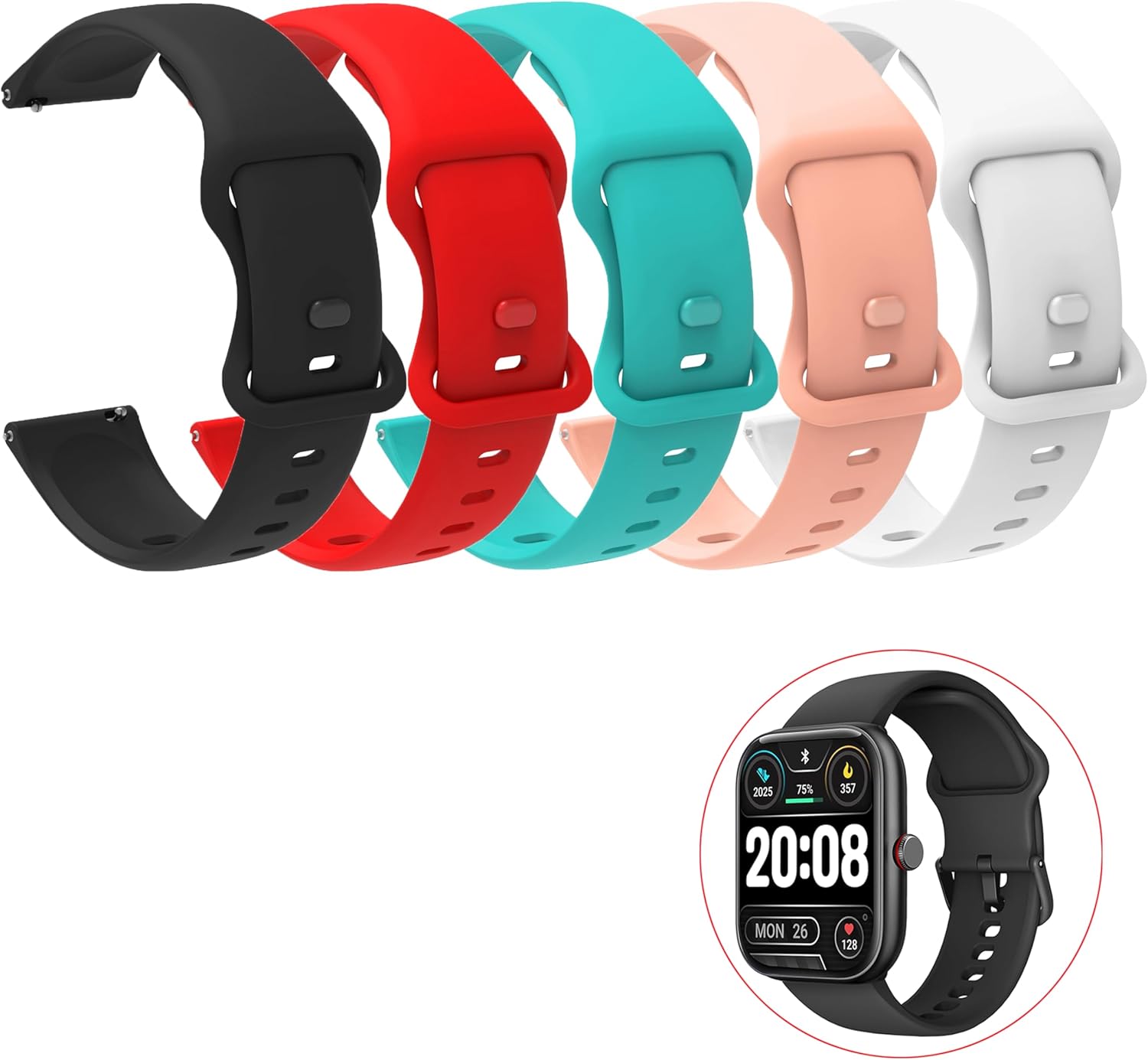 Lamshaw(ラムショウ) IDW20スマートウォッチバンドに対応 クラシックウォッチバンド 22mm ソフトシリコンバンド ブレ