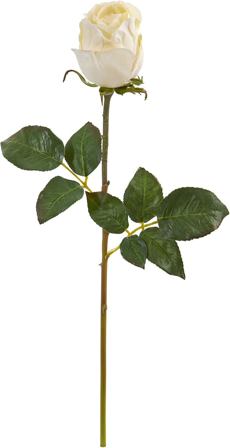 Nearly Natural 21in. Rose Bud Artificial (Set of 6) Silk Flowers, Lavender