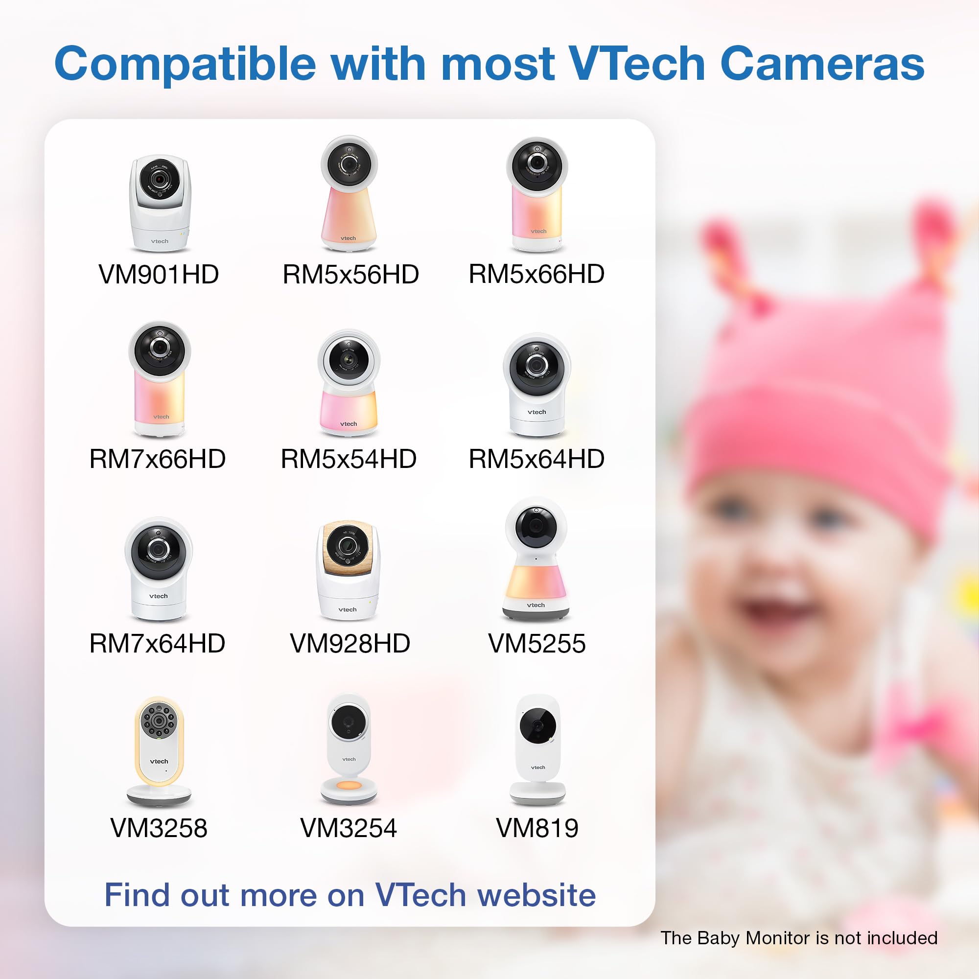 VTech Support au Sol pour Moniteur de bébé Compatible avec la Plupart des moniteurs de bébé, Support de caméra pour bébé, sécurité pour Chambre d'enfant