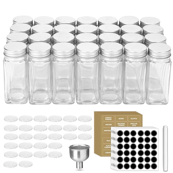 Buy Spice Jars, 28 Pack 3.5 OZ Ultra Clear Glass Spice Jars with 324