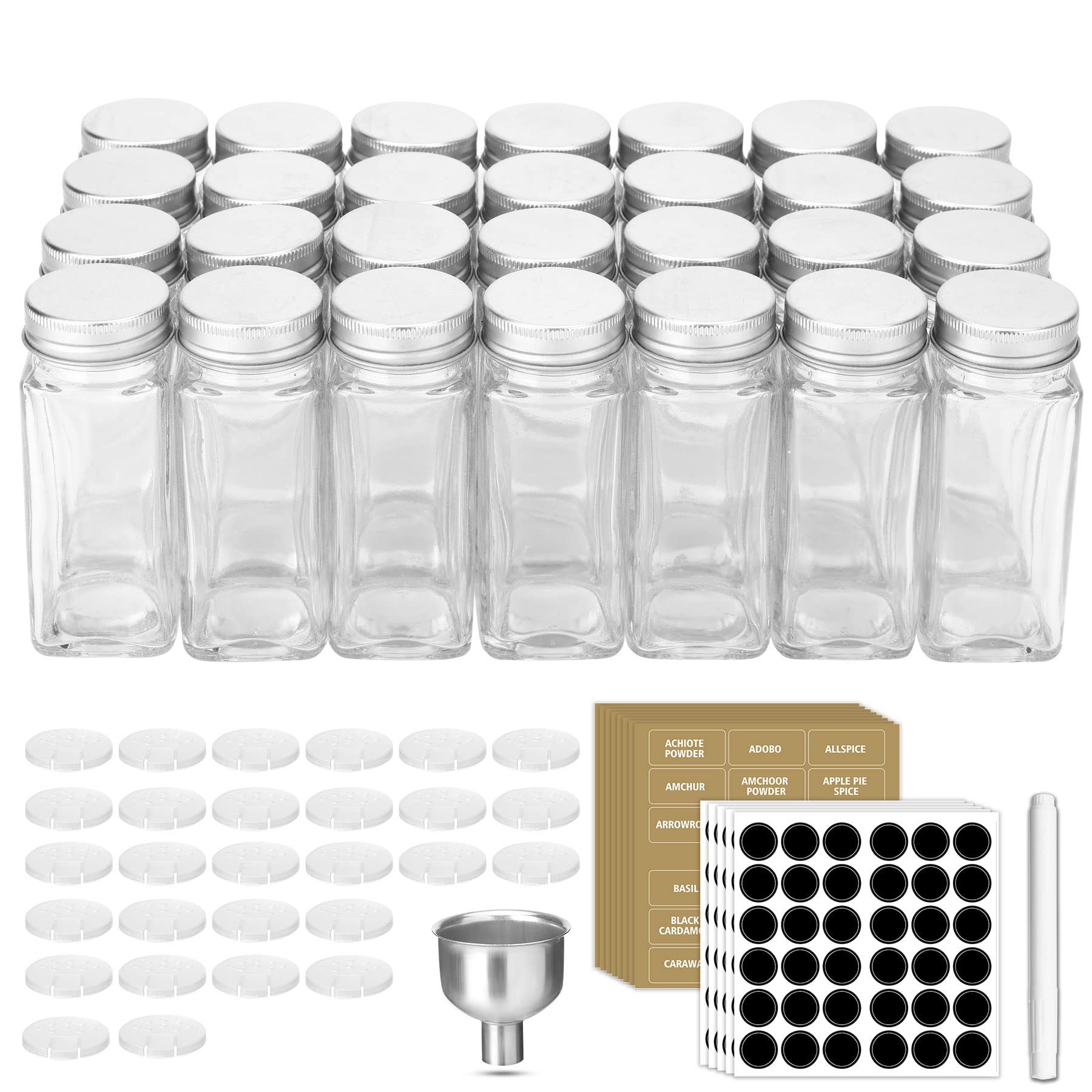 Buy Spice Jars, 28 Pack 3.5 OZ Ultra Clear Glass Spice Jars with 324