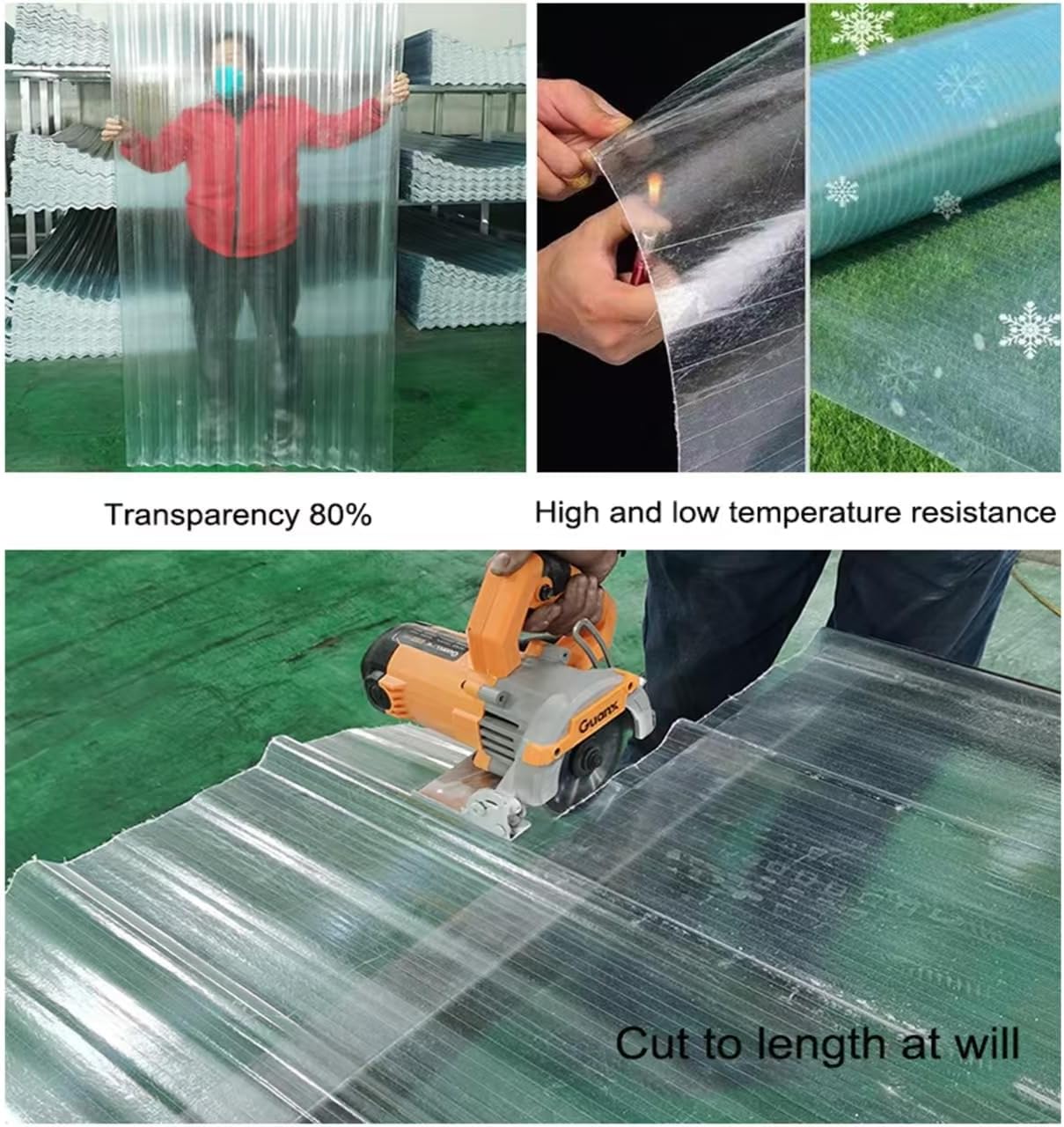 6 PCS 3'x 5.5' Clear Polycarbonate Roof Panels, Splicable Corrugated Transparent Acrylic Plastic Sheets UV Resistant Greenhouse Shed Canopy Insulation Day Lighting Panels, Easy Cut 3x32ft