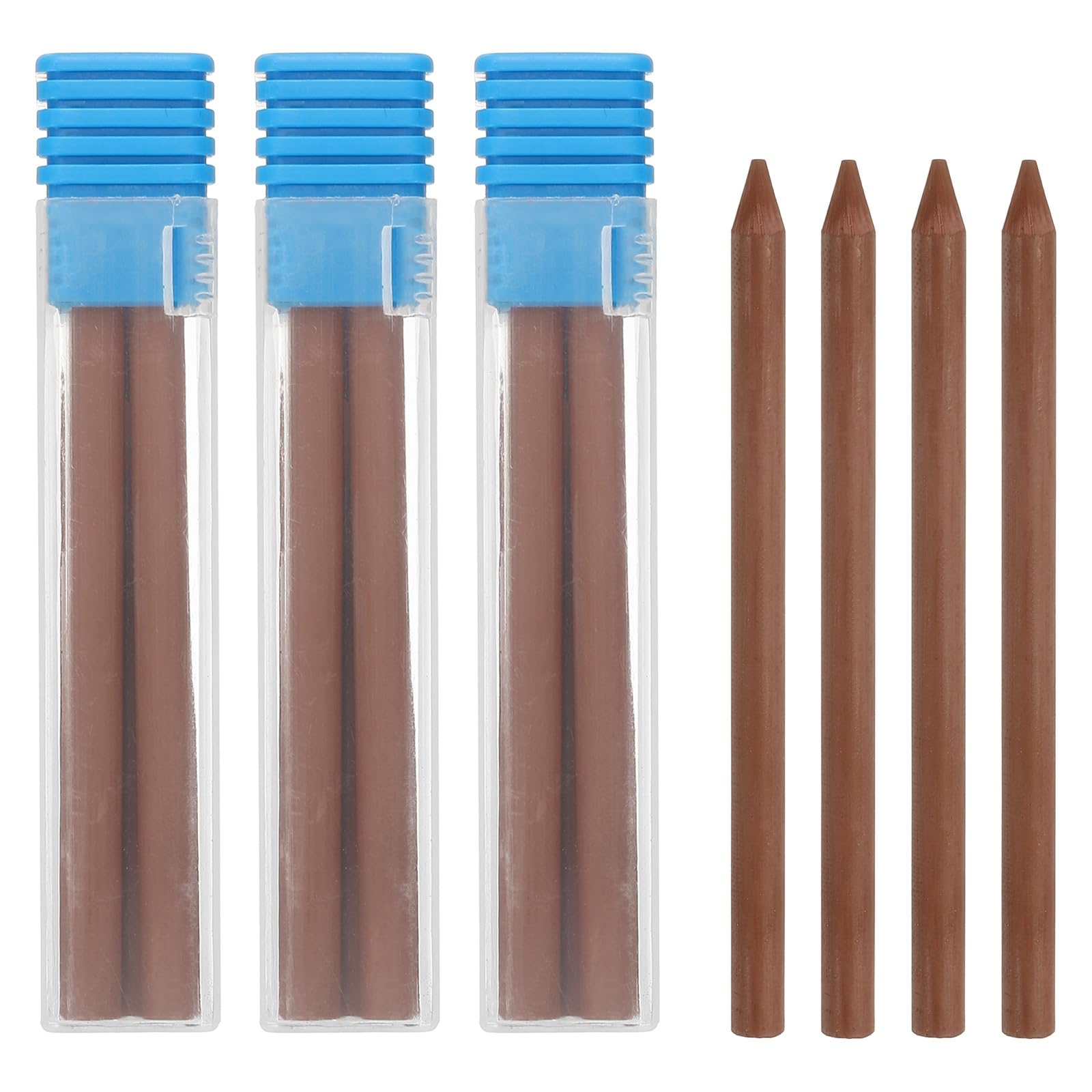PATIKIL 16Pcs 5.6mm 2B Carpenter Pencil Lead Refills, Solid Dry Pencil Refills Break Resistant Lead Refill for Mechanical Carpenter Construction Pencils Art Drafting, Brown