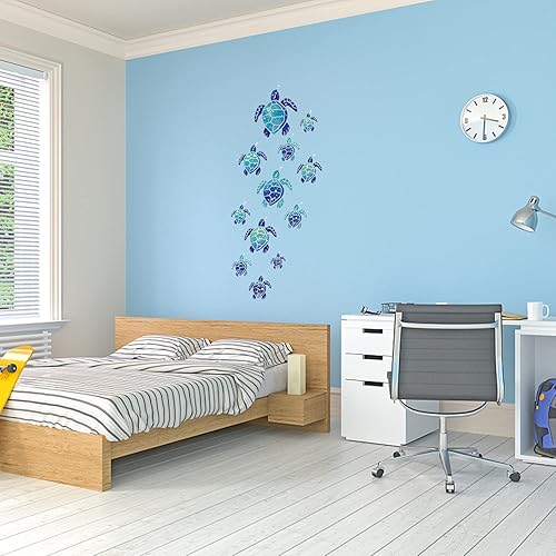Miniatura 6 de 24 pegatinas de pared de tortuga marina, oceánico, decoración de baño, playa, tortuga mar, tortuga, impermeable, burbujas de océano, para niños,