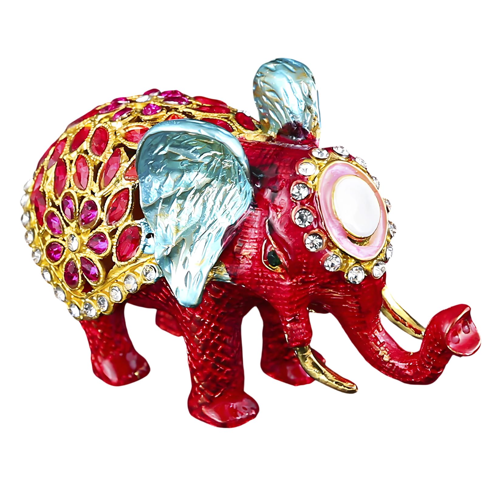 Decorative Elephant Jewelry Box, Alloy Storage Case for Earrings and Charms with Dresser Vanity Accent Appeal Decor Elephant Jewelry Box Trinket Organizer Earring Holder Charm Holder Vanity Decor