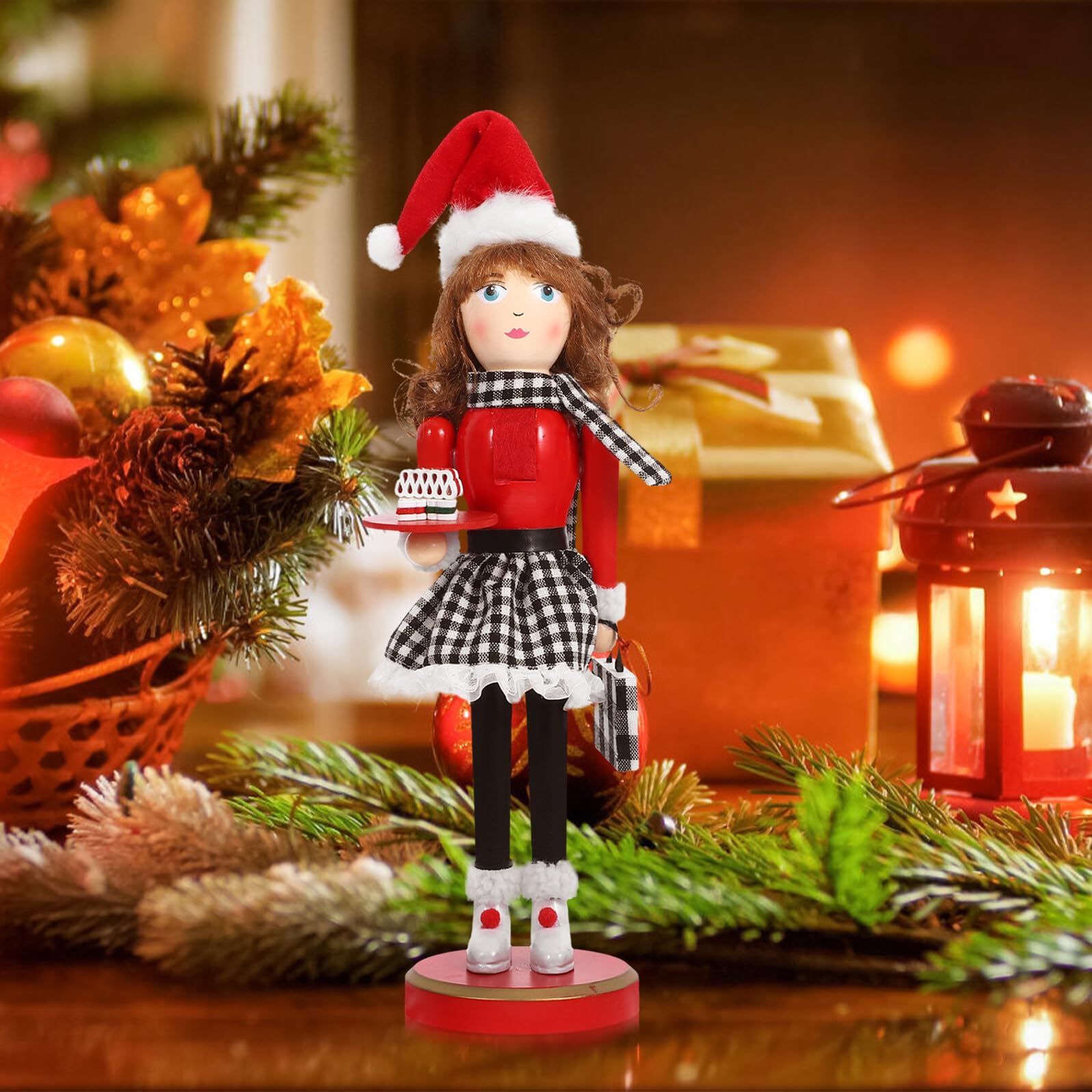 VICASKY Holz Nussknacker Figur Weihnachten Ornament Tischdekoration Nussknacker Puppe aus Holz Tischfigur