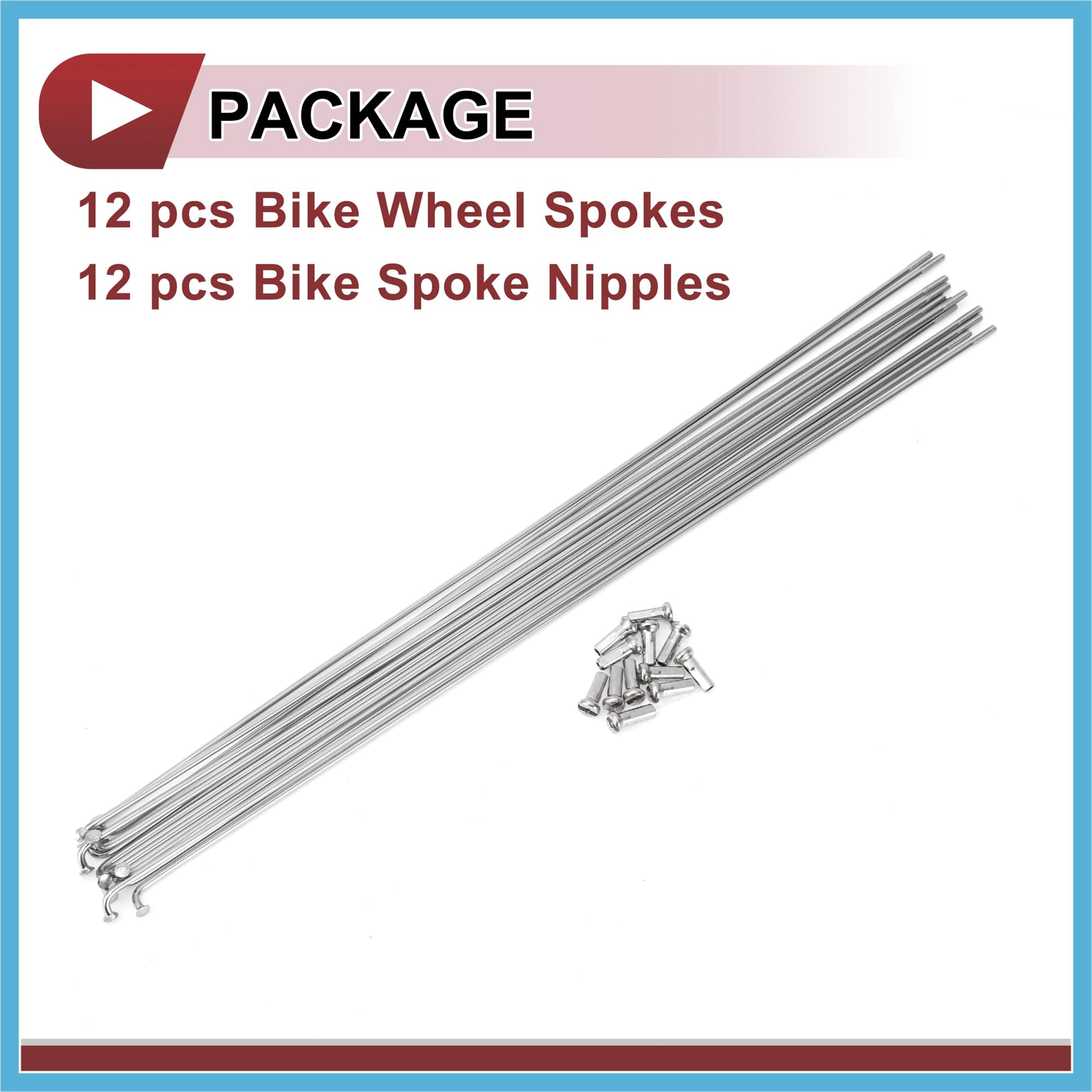 12 Set 14G Raggi per Bicicletta 285mm Raggi Ruota Bici 304 Acciaio Inossidabile Tono Argento Prodotto Durevole