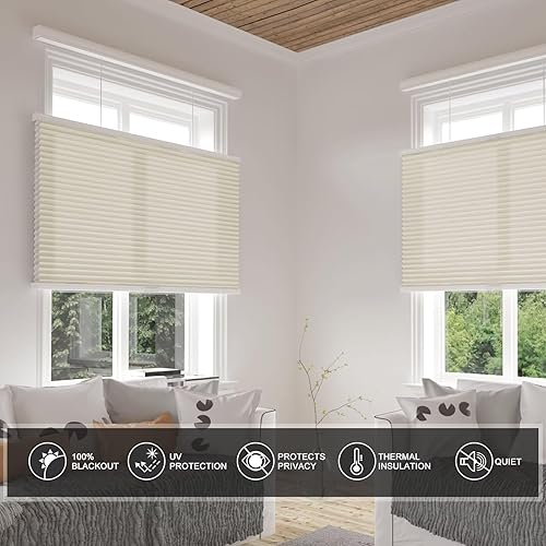 Miniatura 75 de Changshade Persianas celulares opacas de arriba hacia arriba, sin cordones, para ventana de interior, aislamiento térmico, persianas de panal