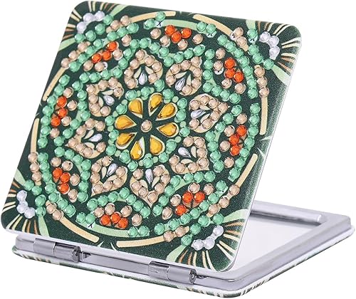 Miniatura 8 de HXYQMMY Kit de 4 piezas de espejo compacto de pintura de diamantes, espejo de bolsillo para bricolaje con cubierta de pintura de diamante de