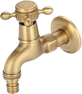 Vintage Single Handle Faucet, Solid Brass Faucet for Washing Machine Wall Mounted Water Tap Laundry Utility Room Sink Faucets, Two Size for Choose(Long)