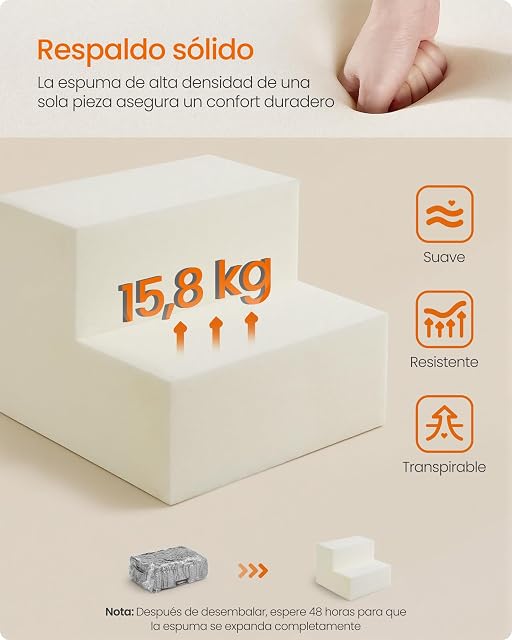 Foto 5 de 7 de Feandrea Escaleras para Perros de 2 Peldaños, Espuma de Alta Densidad, Funda de Pana Impermeable y Lavable