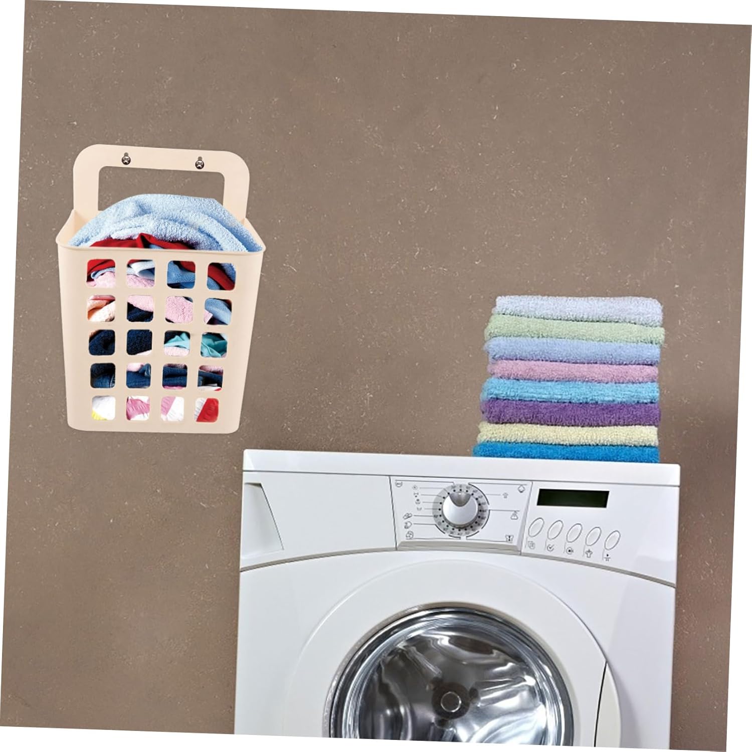 Cabilock Foldable Plastic Laundry Basket Hanging Storage Organizer for Household Clothes Towels Space Saving Wall Mounted Container for Bedroom Bathroom Dorm Sturdy Design
