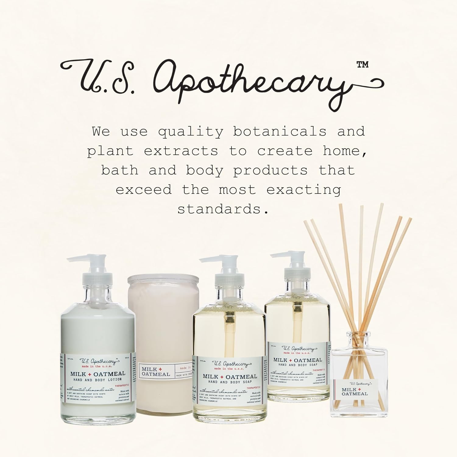 U.S. Apothecary Milk & Oatmeal Candle, 100% Soy & Vegetable Wax Blend Candles for Home, 100-Hour Long-Lasting Burn Time, Clean Burning Candles Made in USA, 16 oz
