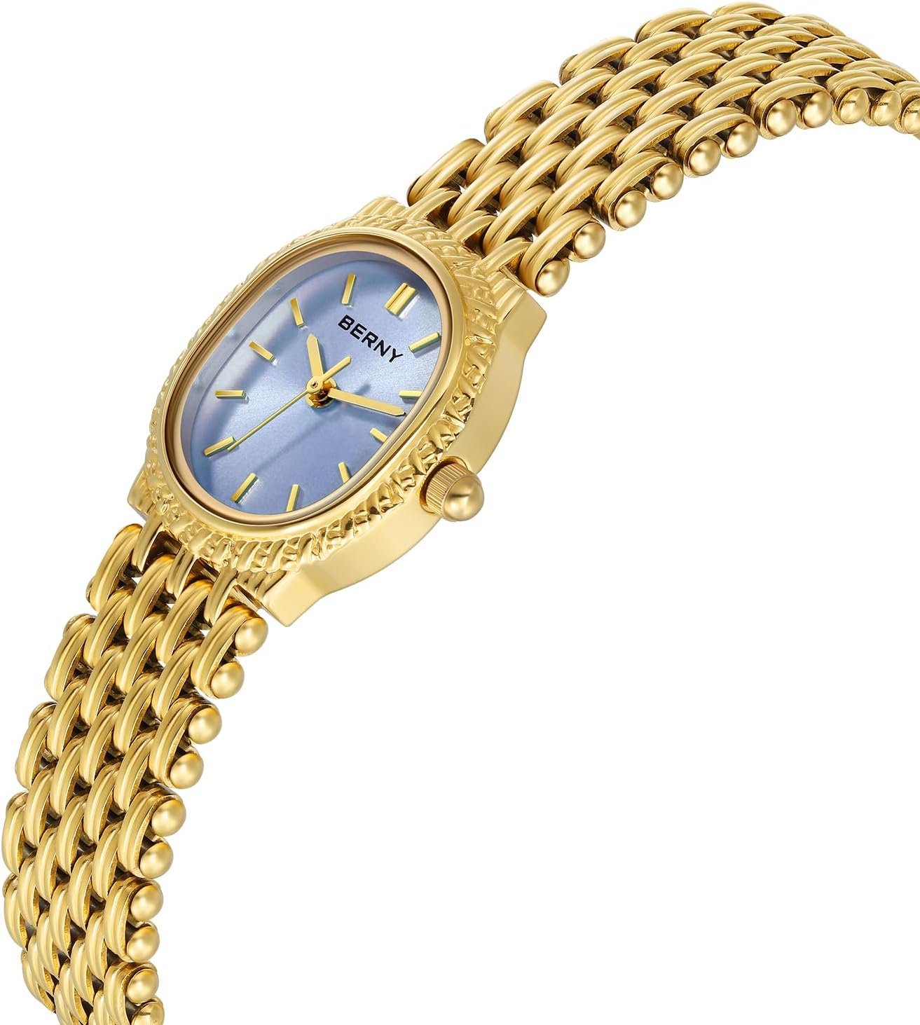 BERNY Gold Watches for Women Vintage Bracelet Wrist Watch Luxury Small Ladies Oval Quartz Watch with Tools Included - Image 2