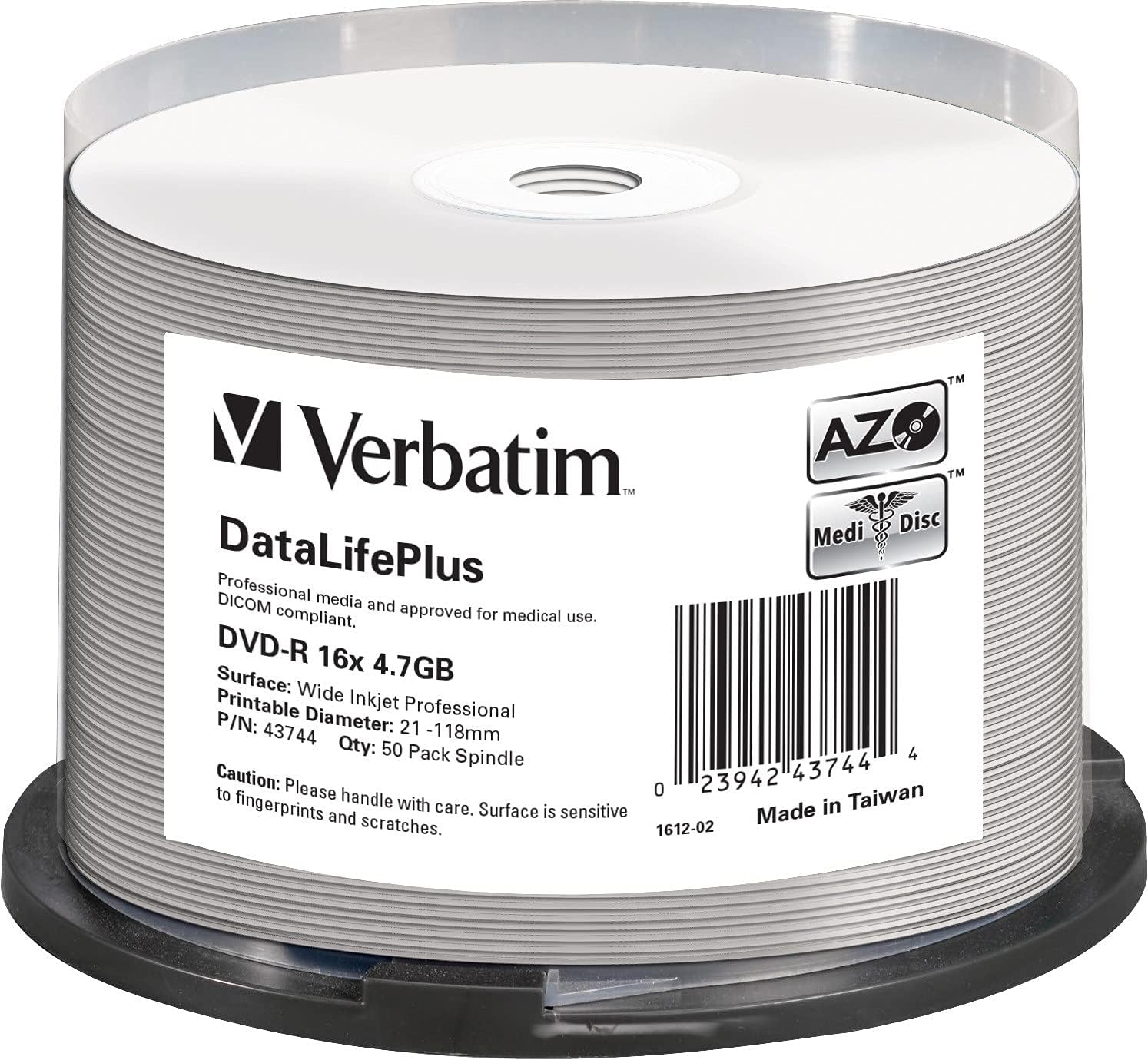 Verbatim DVD-R 16x Wide Inkjet Professional 4.7GB, DataLifePlus, 50er ...