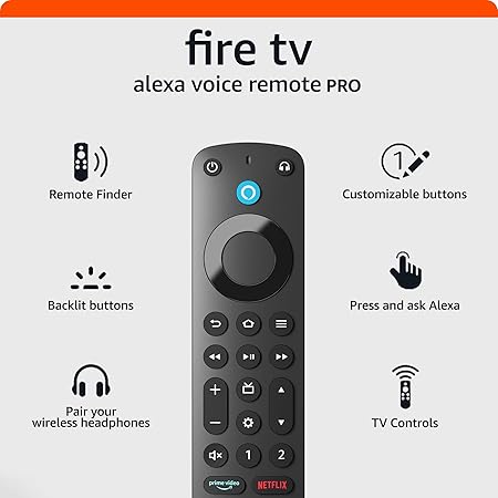 Control remoto por voz Alexa Pro con buscador de control remoto, controles de TV y botones retroiluminados (necesita dispositivo Fire TV compatible)